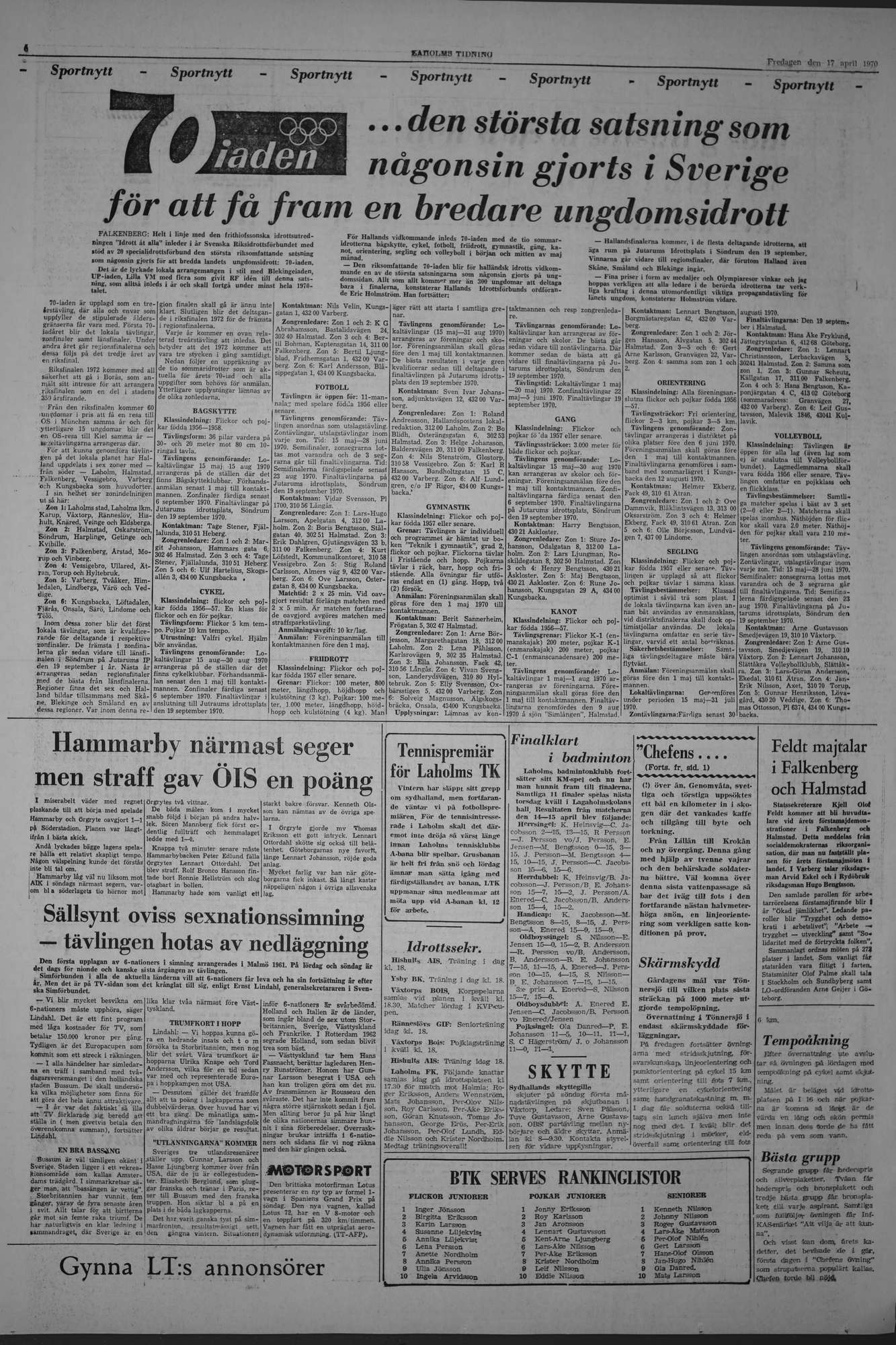 Laholms Tidning Fredag 17 april 1970, sida 6