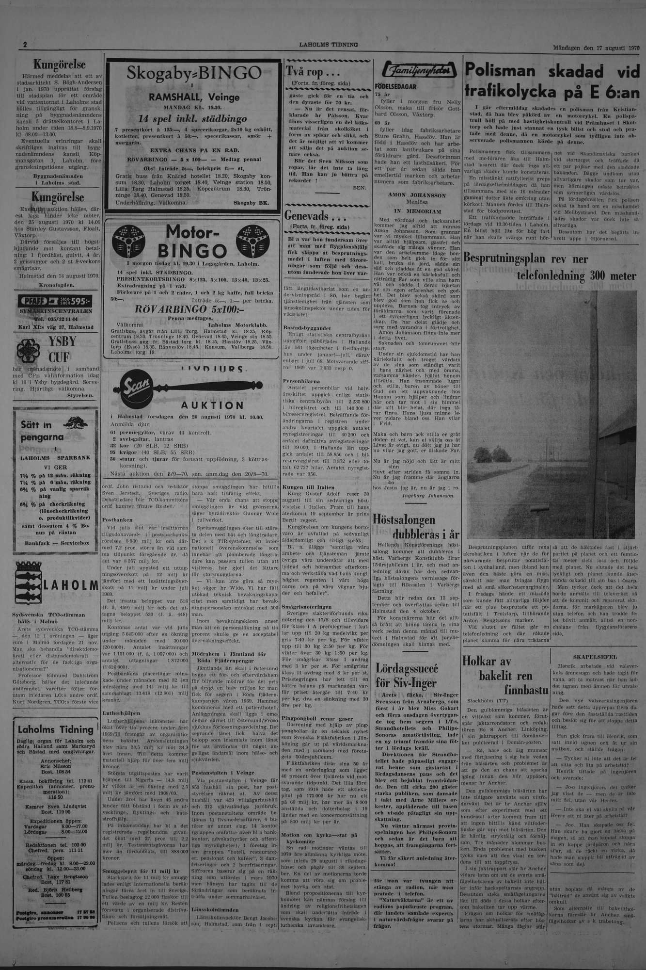 Laholms Tidning Måndag 17 augusti 1970, sida 2