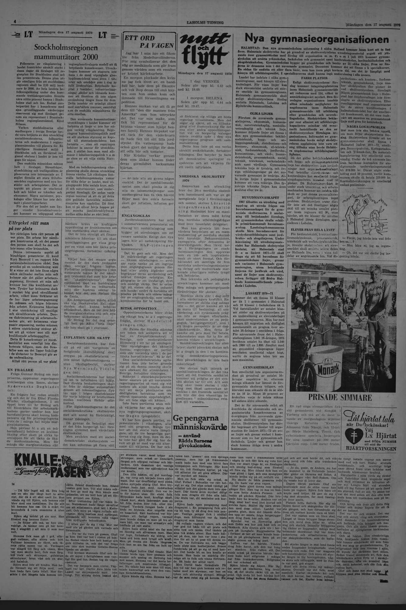 Laholms Tidning Måndag 17 augusti 1970, sida 4