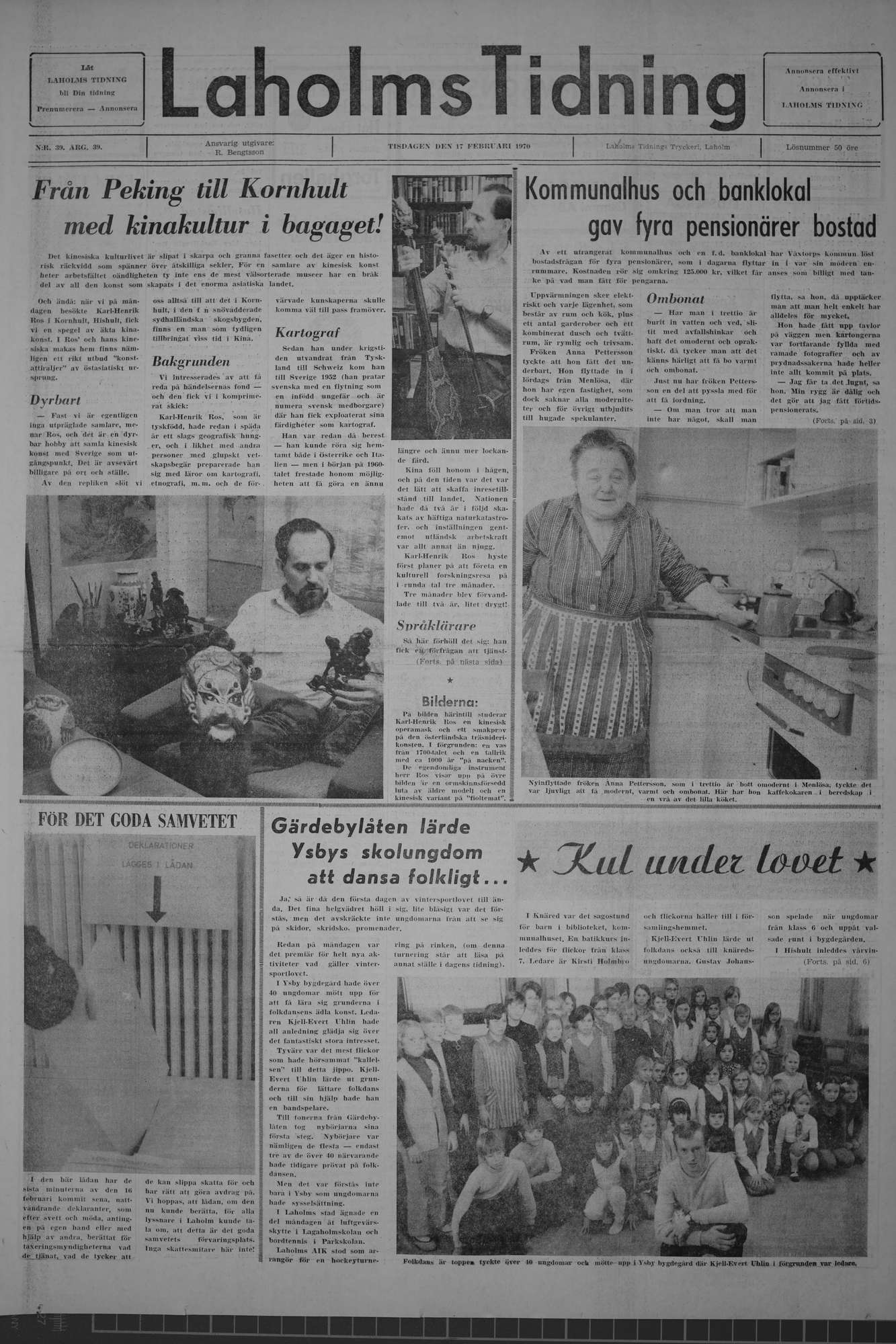 Laholms Tidning Tisdag 17 februari 1970, sida 1