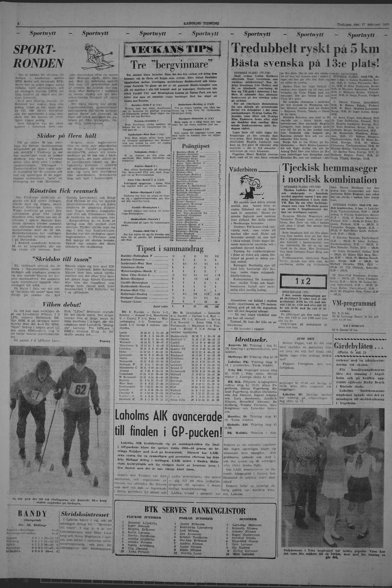 Laholms Tidning Tisdag 17 februari 1970, sida 6