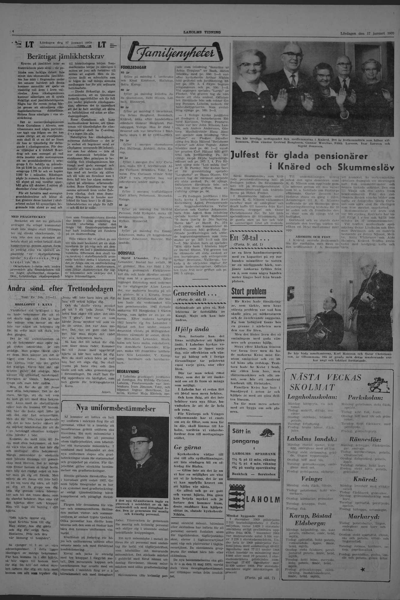Laholms Tidning Lördag 17 januari 1970, sida 4