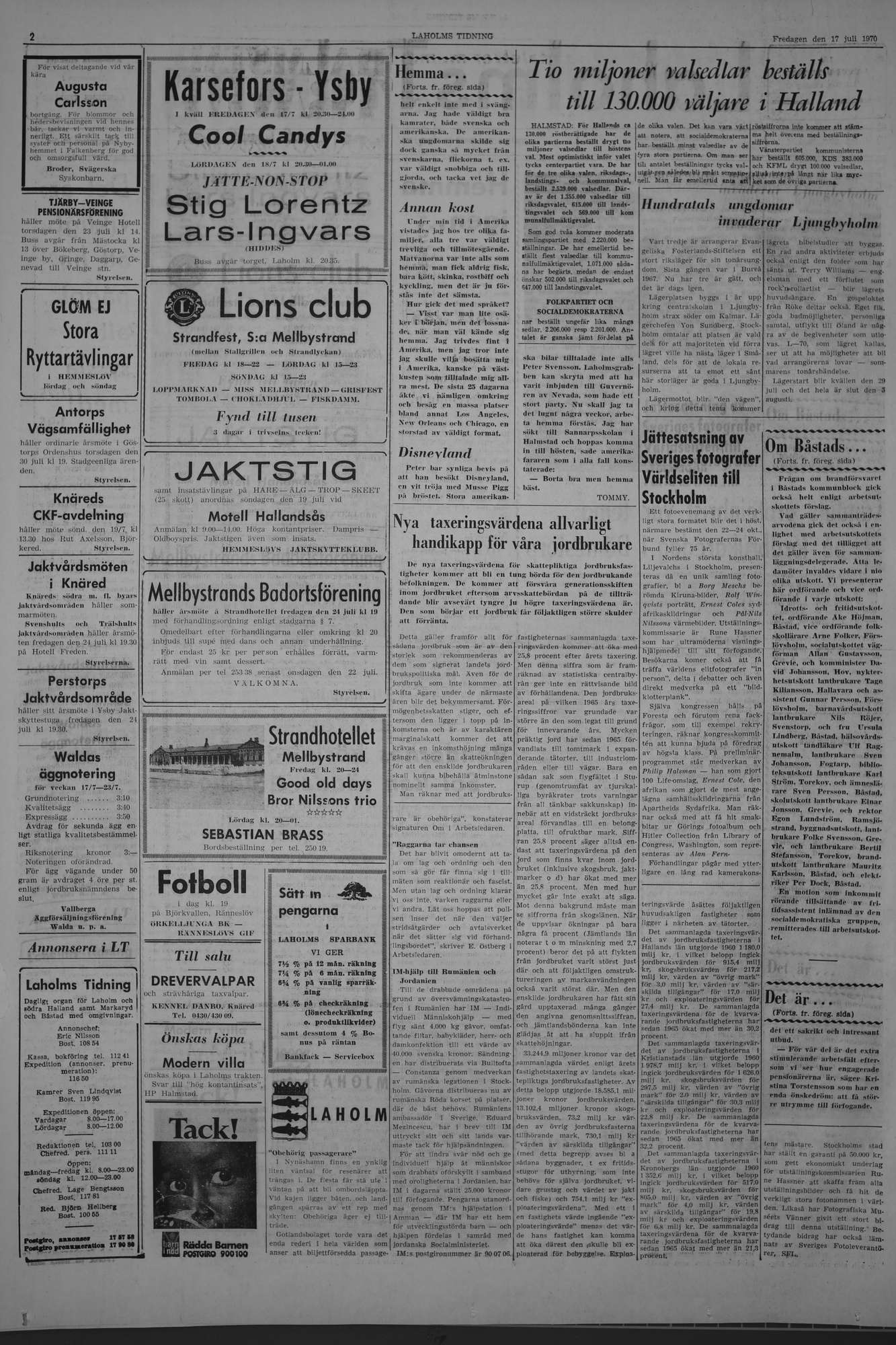 Laholms Tidning Fredag 17 juli 1970, sida 2