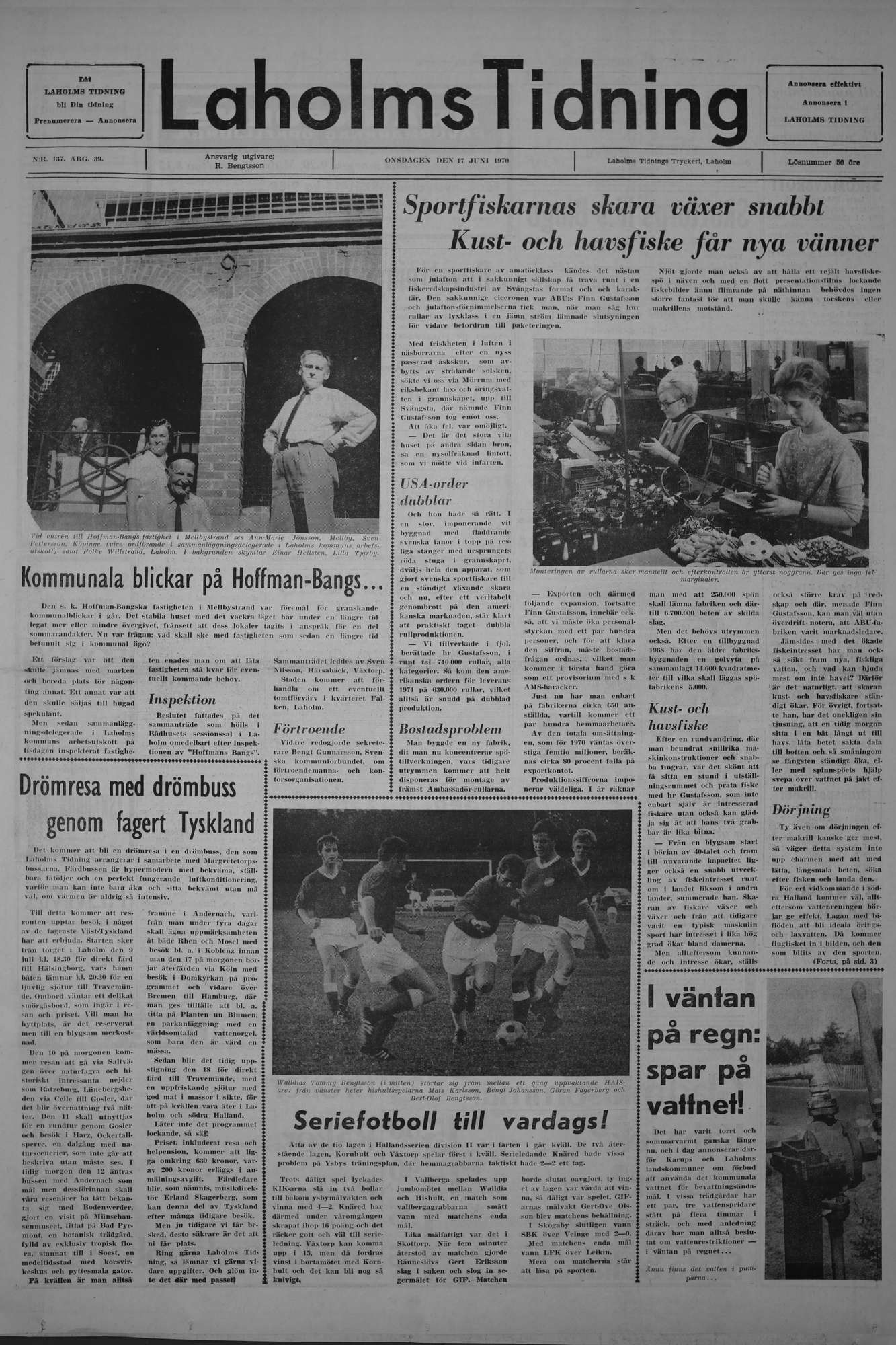 Laholms Tidning Onsdag 17 juni 1970, sida 1