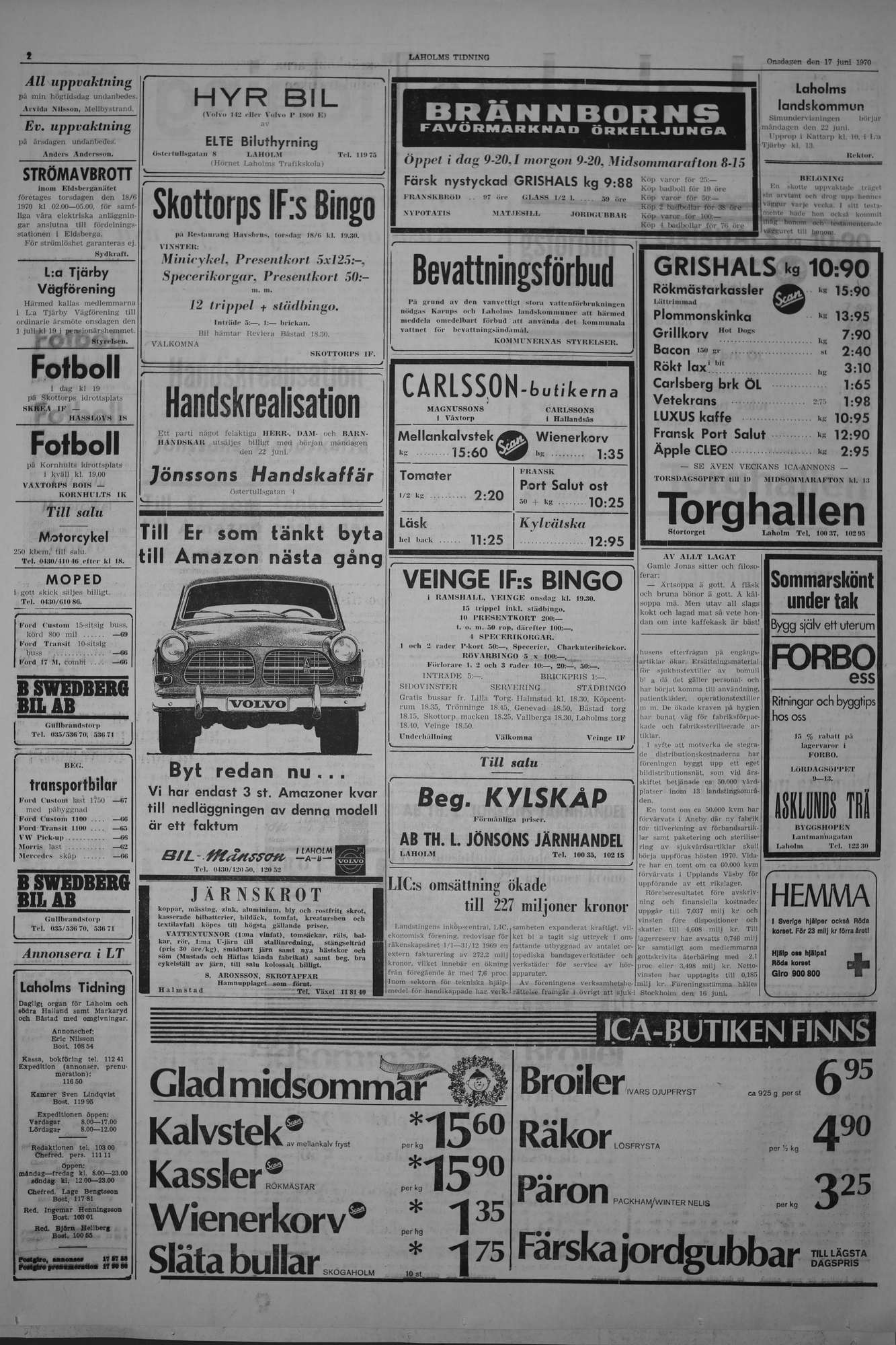 Laholms Tidning Onsdag 17 juni 1970, sida 2