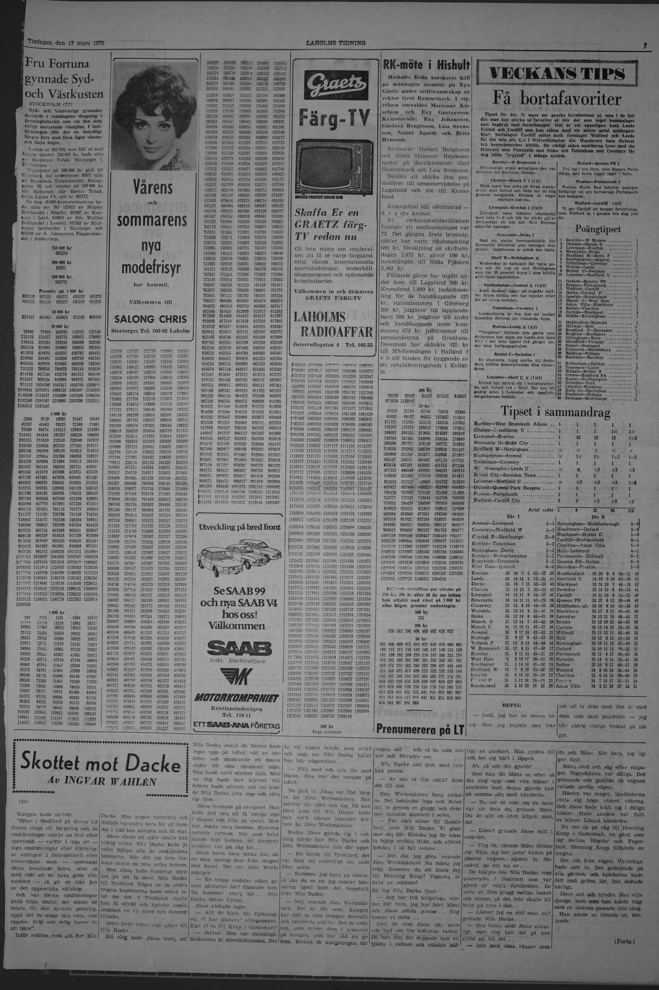 Laholms Tidning Tisdag 17 mars 1970, sida 7