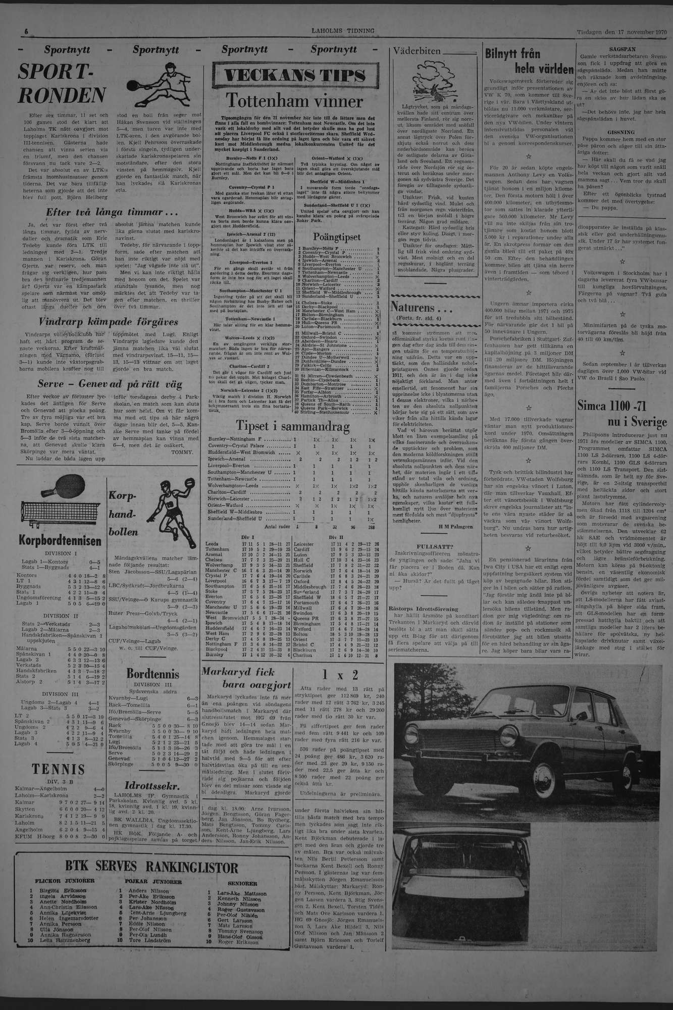 Laholms Tidning Tisdag 17 november 1970, sida 6