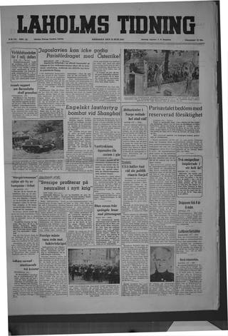 Förstasidan, Onsdag 22 juni 1949
