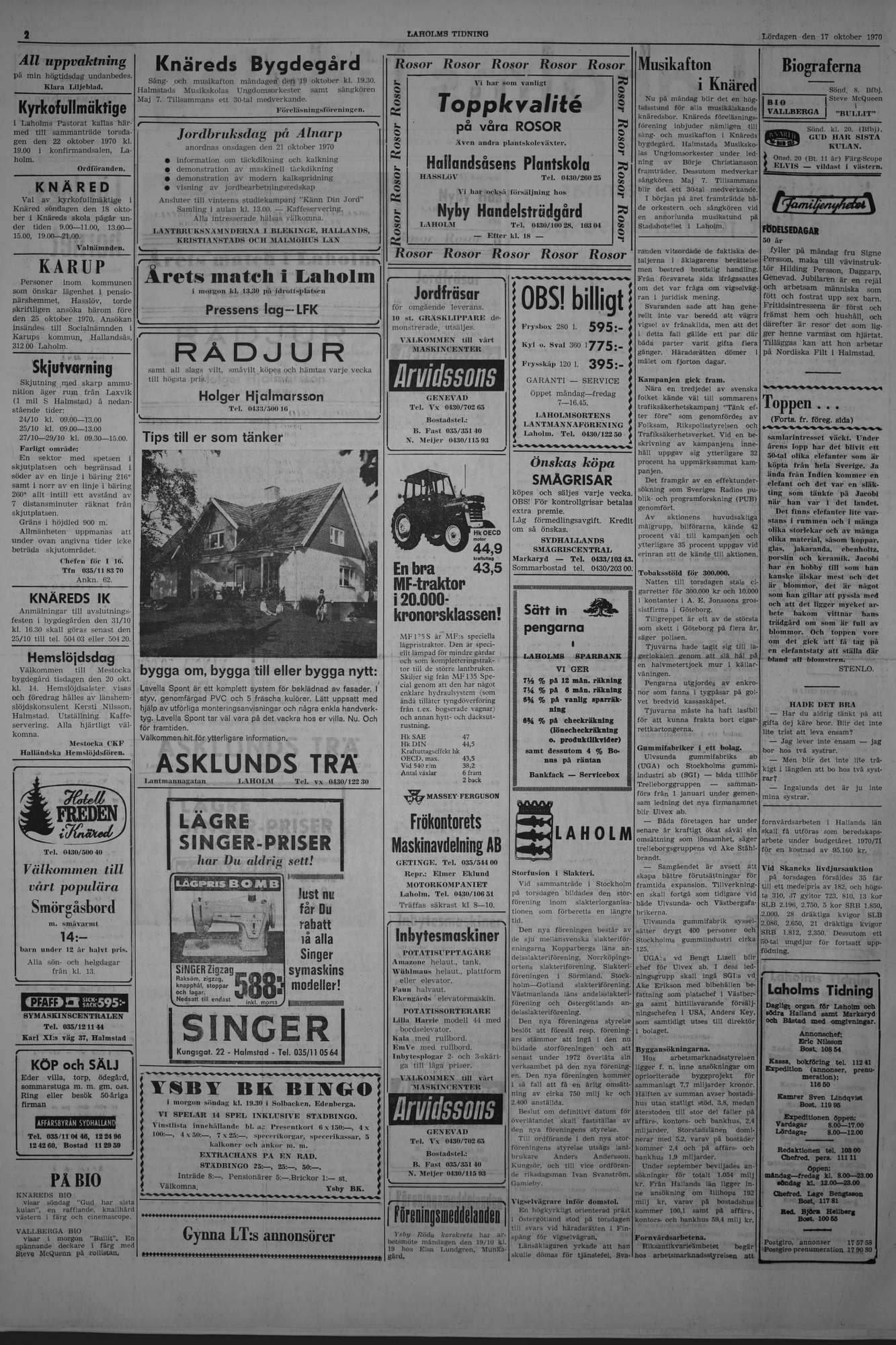 Laholms Tidning Lördag 17 oktober 1970, sida 2