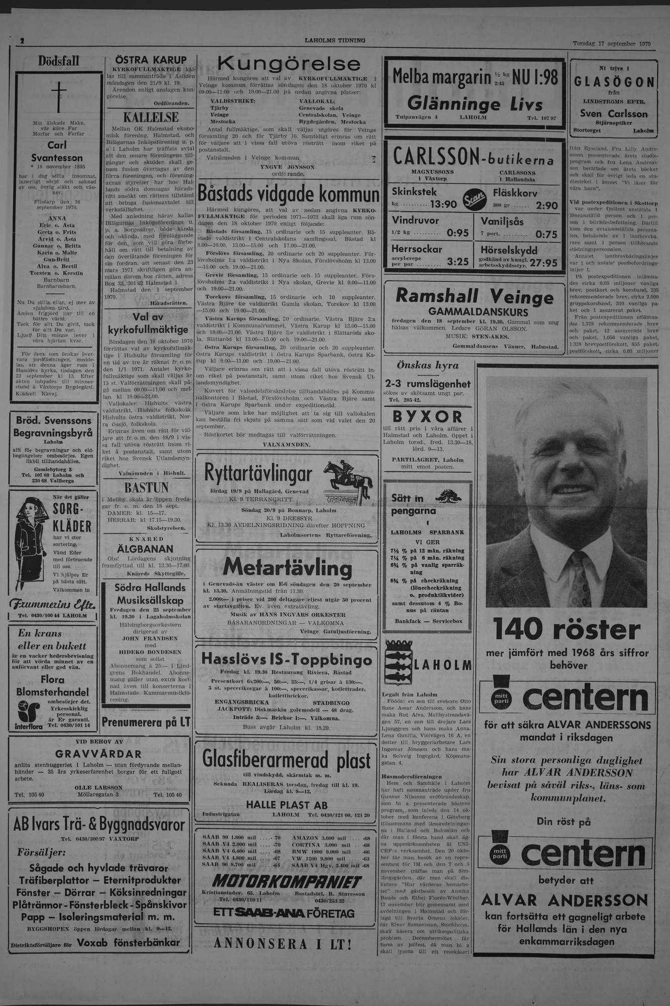 Laholms Tidning Torsdag 17 september 1970, sida 2