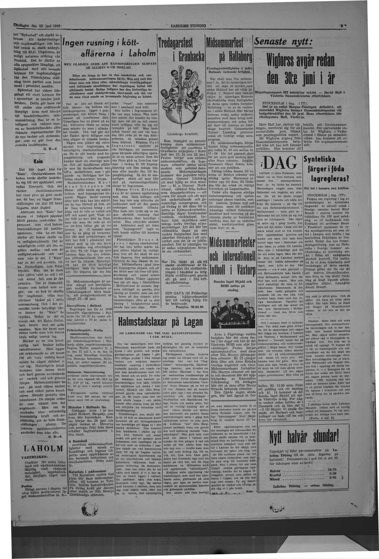 Laholms Tidning Onsdag 22 juni 1949, sida 3
