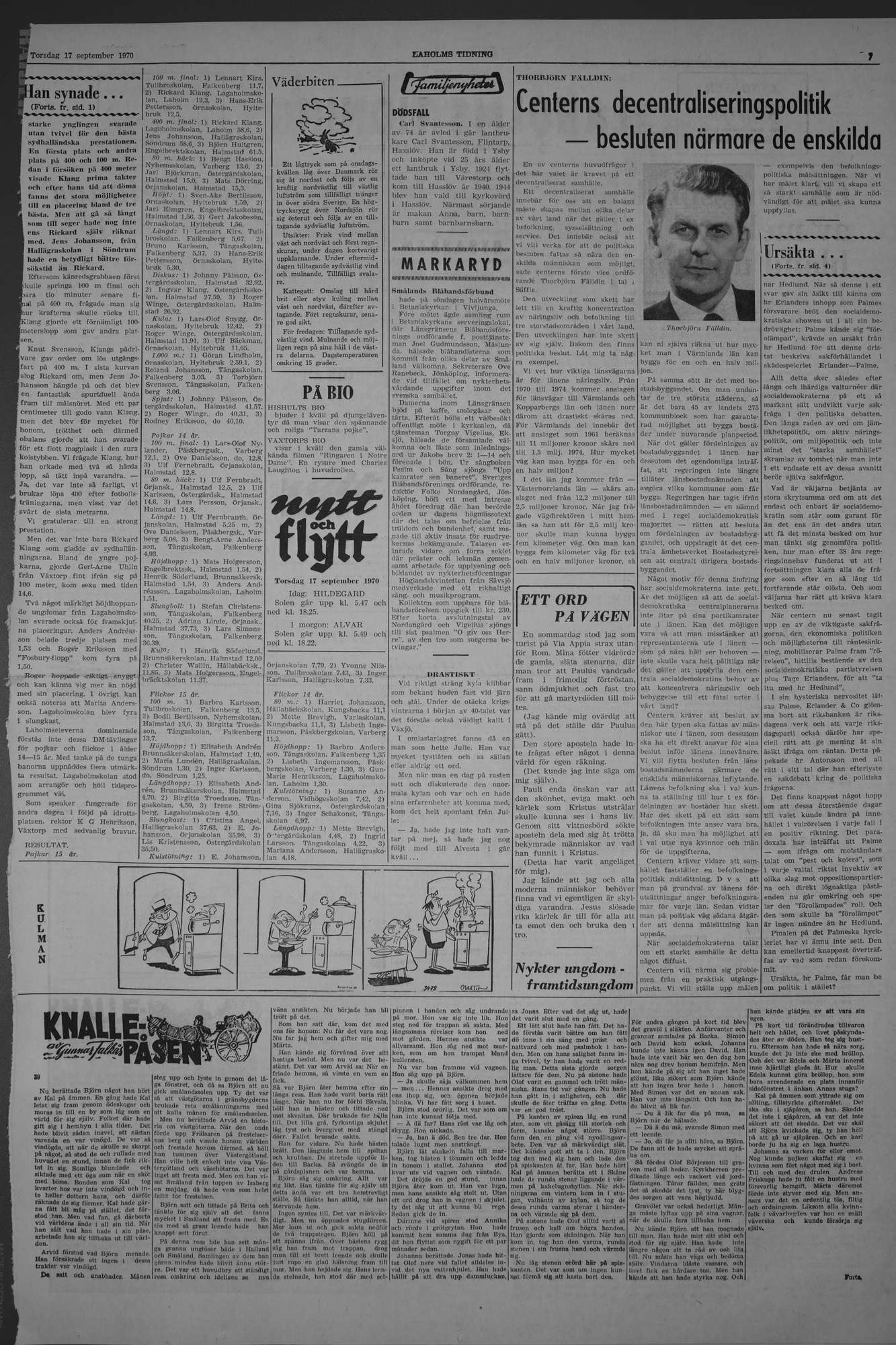 Laholms Tidning Torsdag 17 september 1970, sida 7