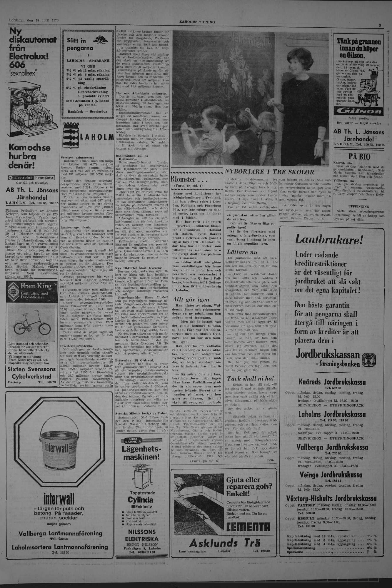 Laholms Tidning Lördag 18 april 1970, sida 3