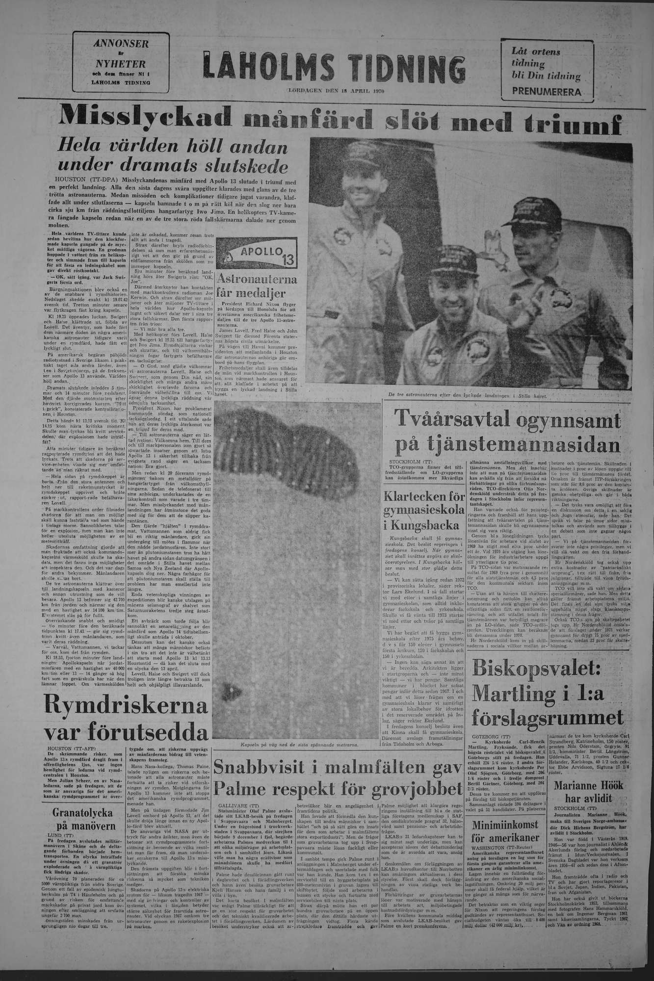 Laholms Tidning Lördag 18 april 1970, sida 8