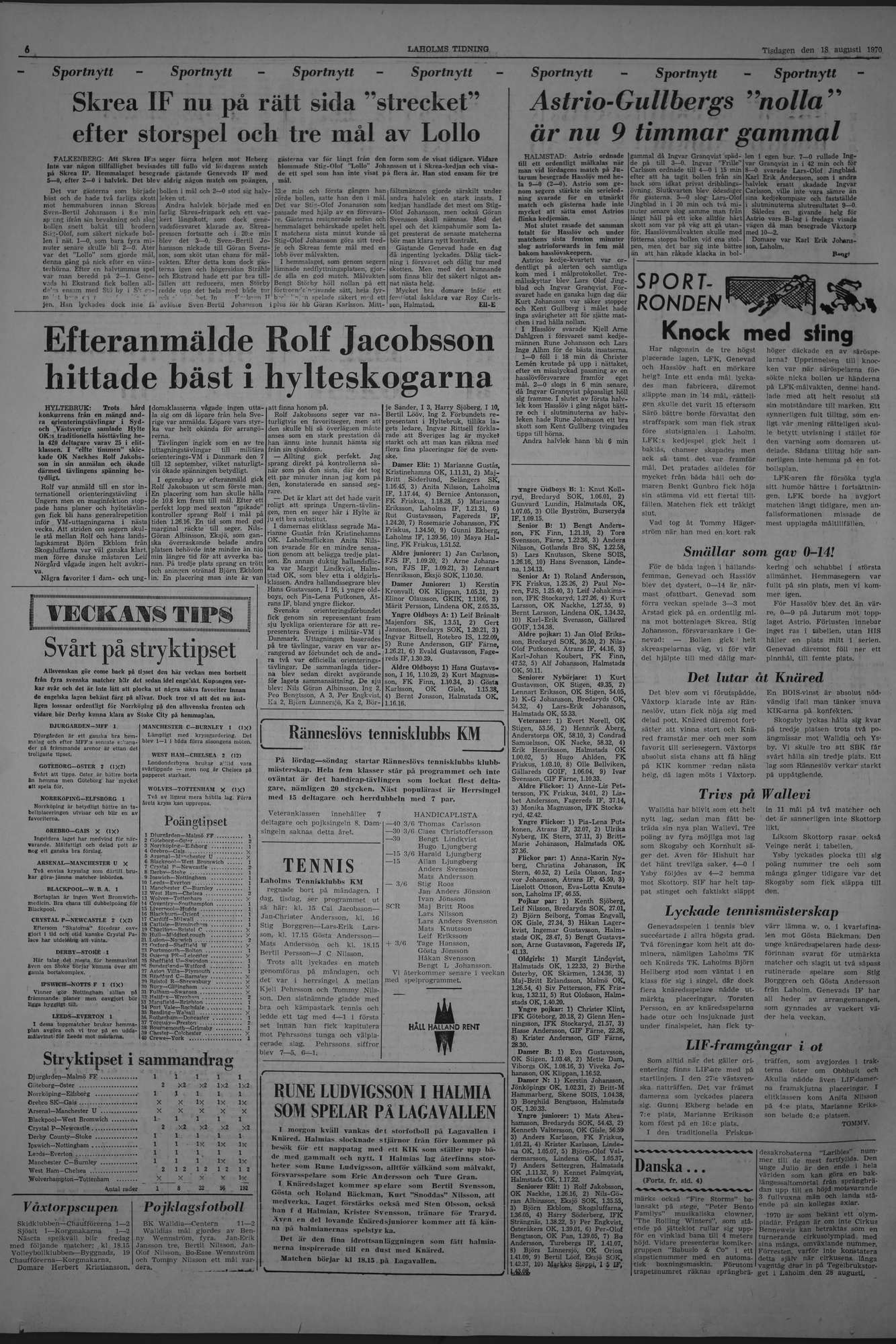 Laholms Tidning Tisdag 18 augusti 1970, sida 6