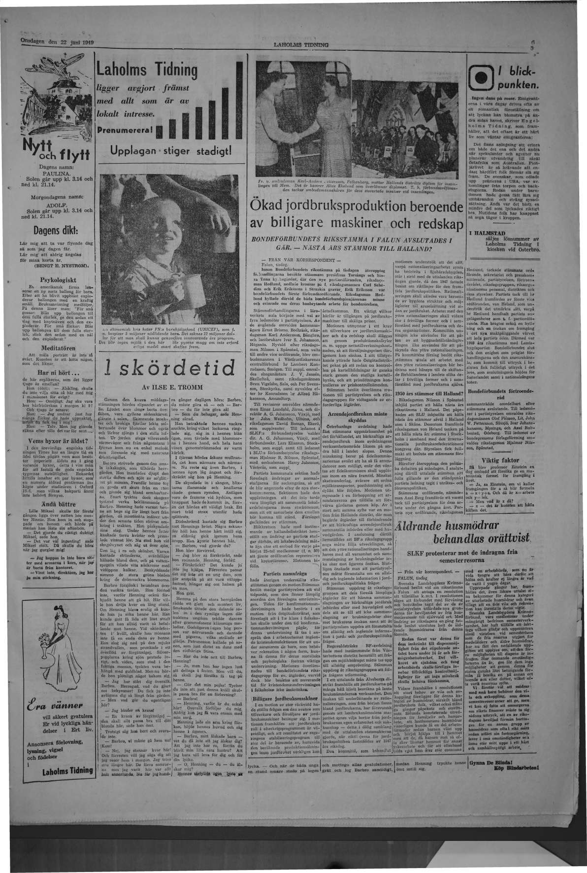 Laholms Tidning Onsdag 22 juni 1949, sida 5