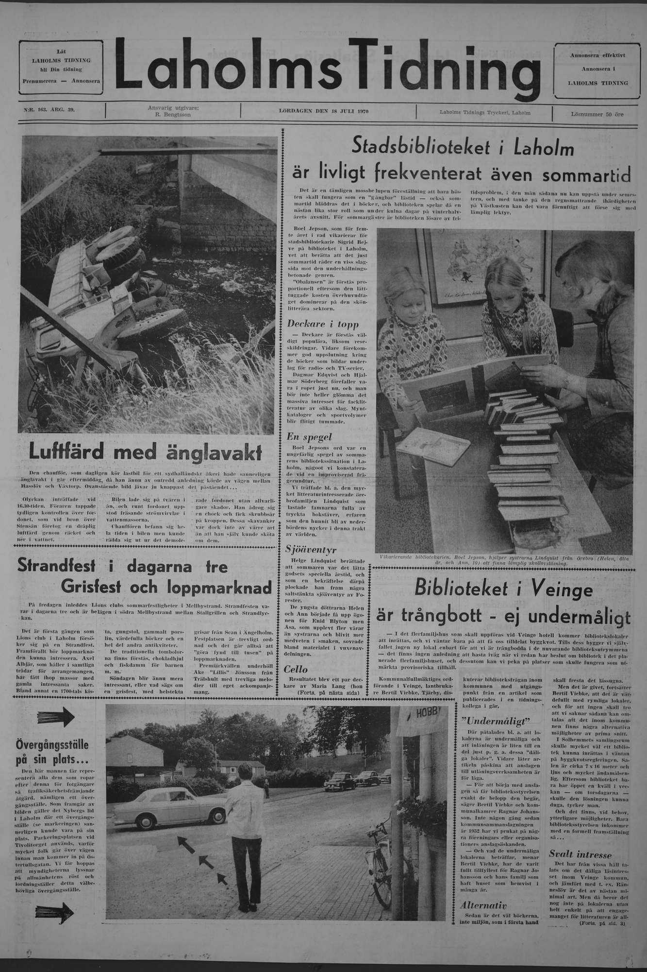 Laholms Tidning Lördag 18 juli 1970, sida 1
