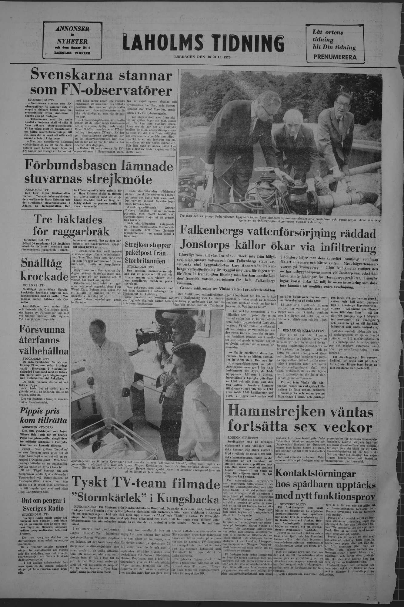 Laholms Tidning Lördag 18 juli 1970, sida 8