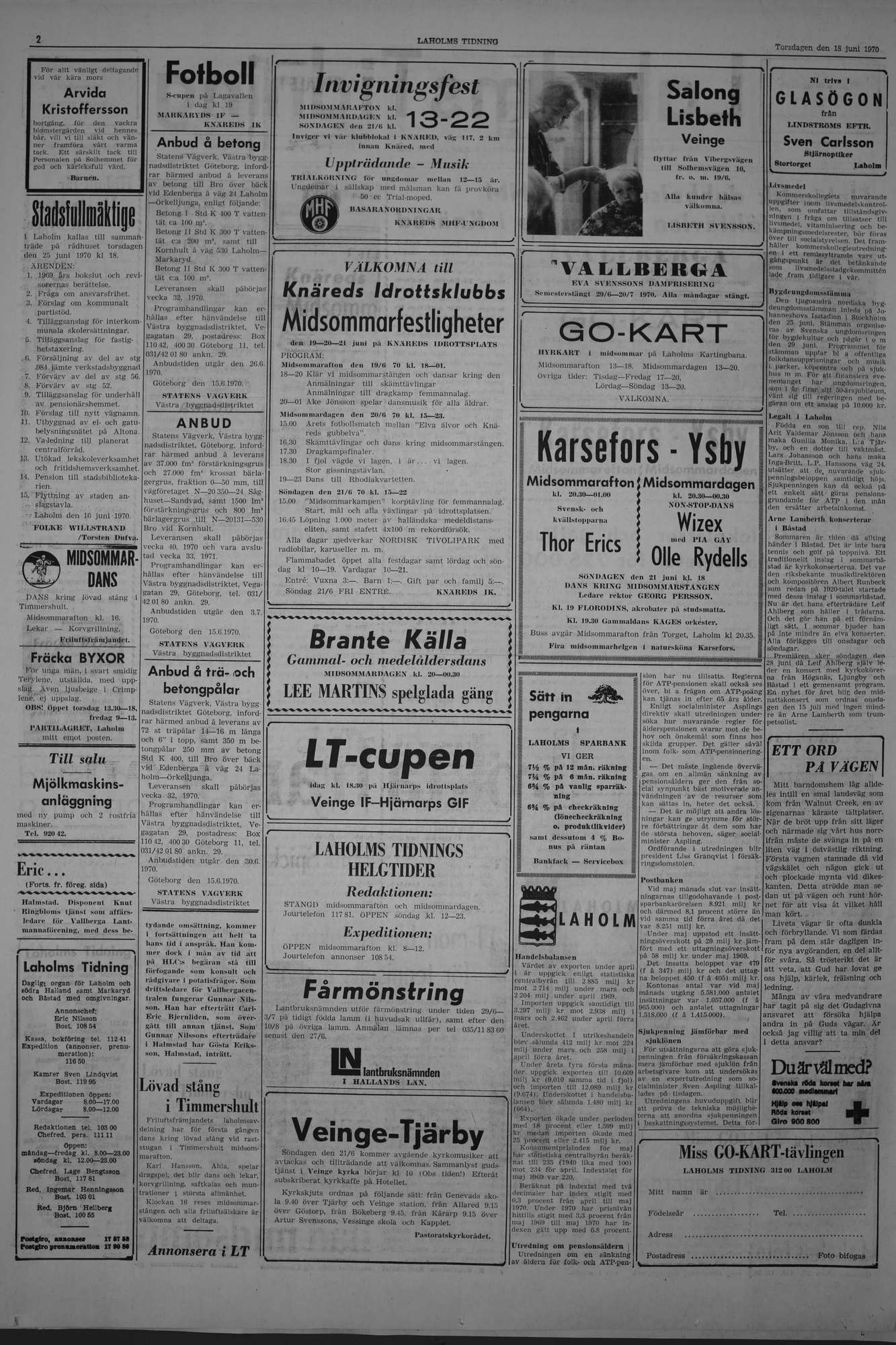 Laholms Tidning Torsdag 18 juni 1970, sida 2