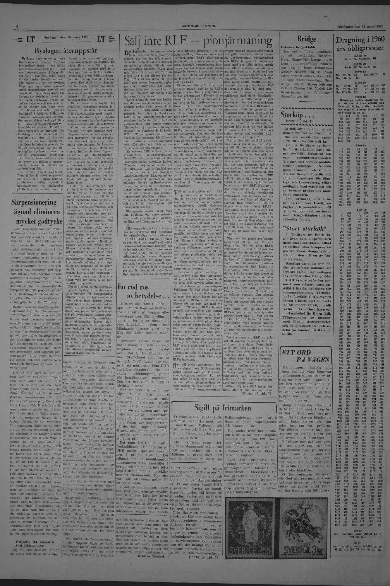 Laholms Tidning Onsdag 18 mars 1970, sida 4