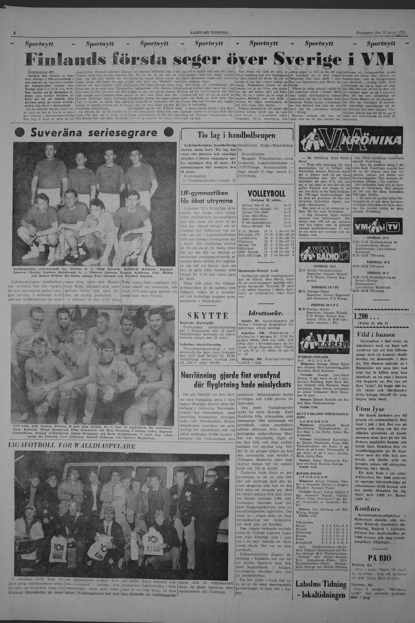 Laholms Tidning Onsdag 18 mars 1970, sida 6