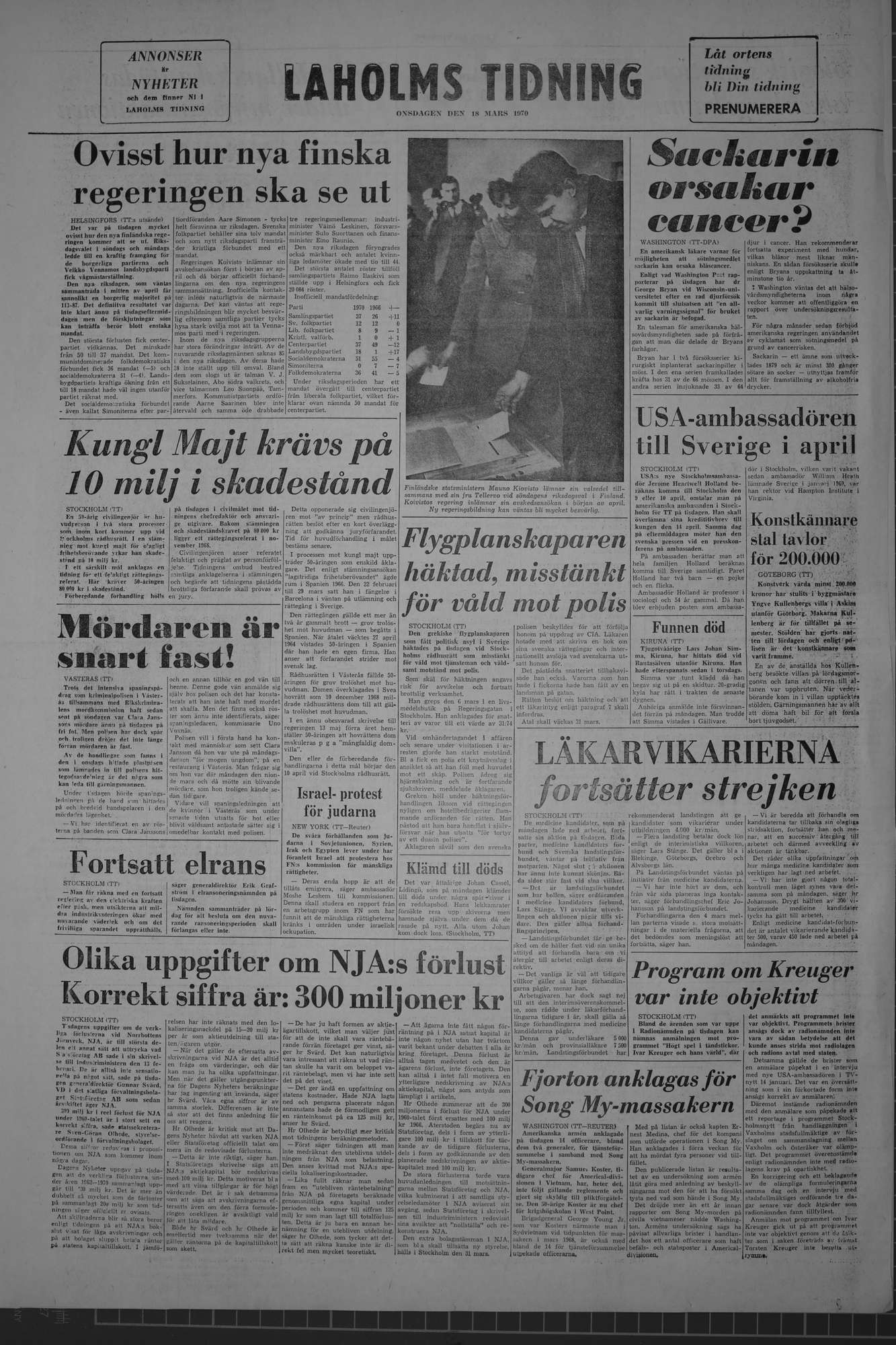 Laholms Tidning Onsdag 18 mars 1970, sida 8
