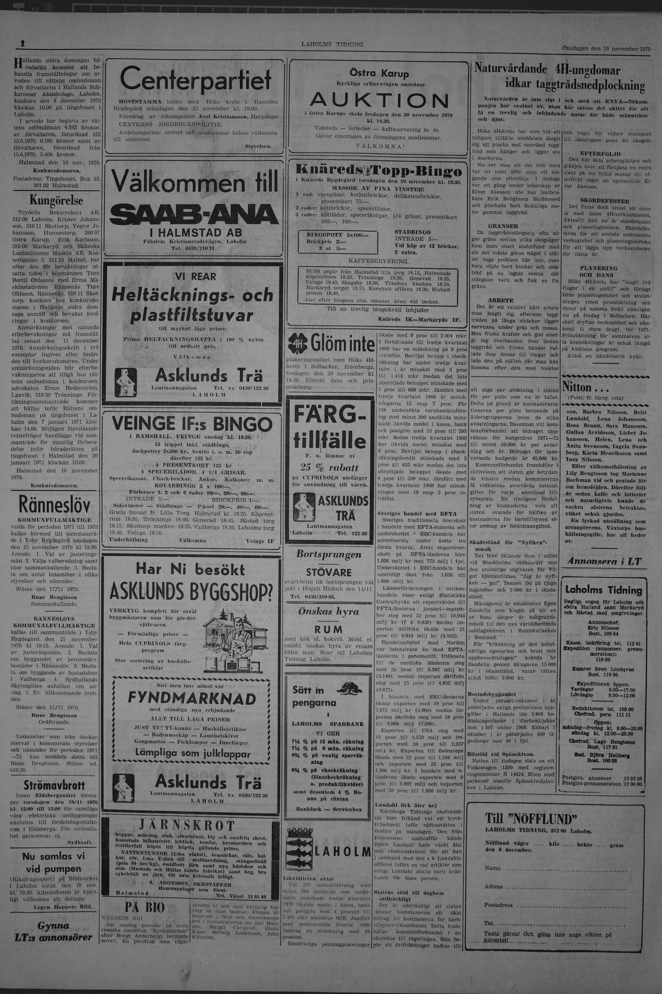 Laholms Tidning Onsdag 18 november 1970, sida 2