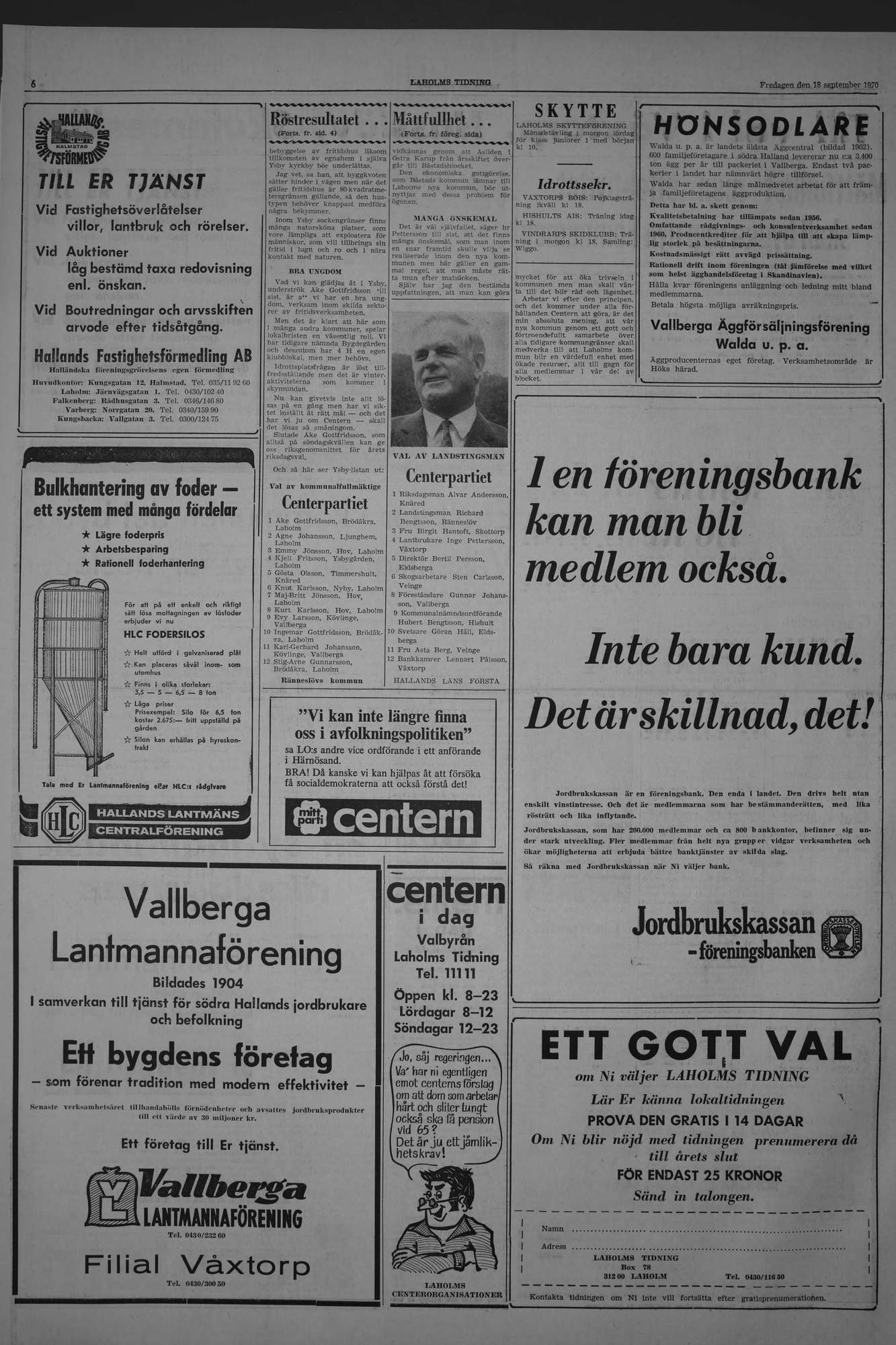 Laholms Tidning Fredag 18 september 1970, sida 6