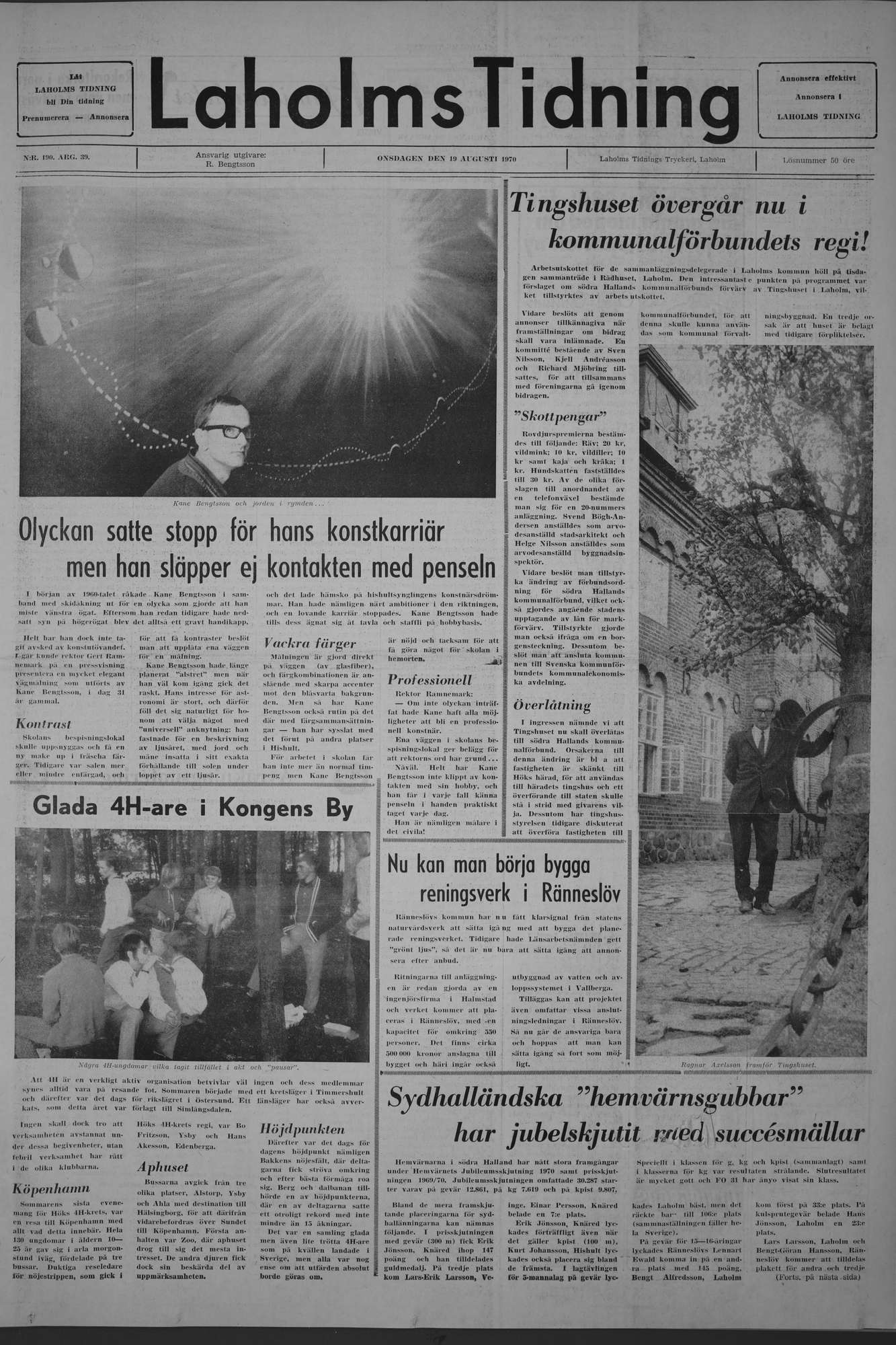 Laholms Tidning Onsdag 19 augusti 1970, sida 1