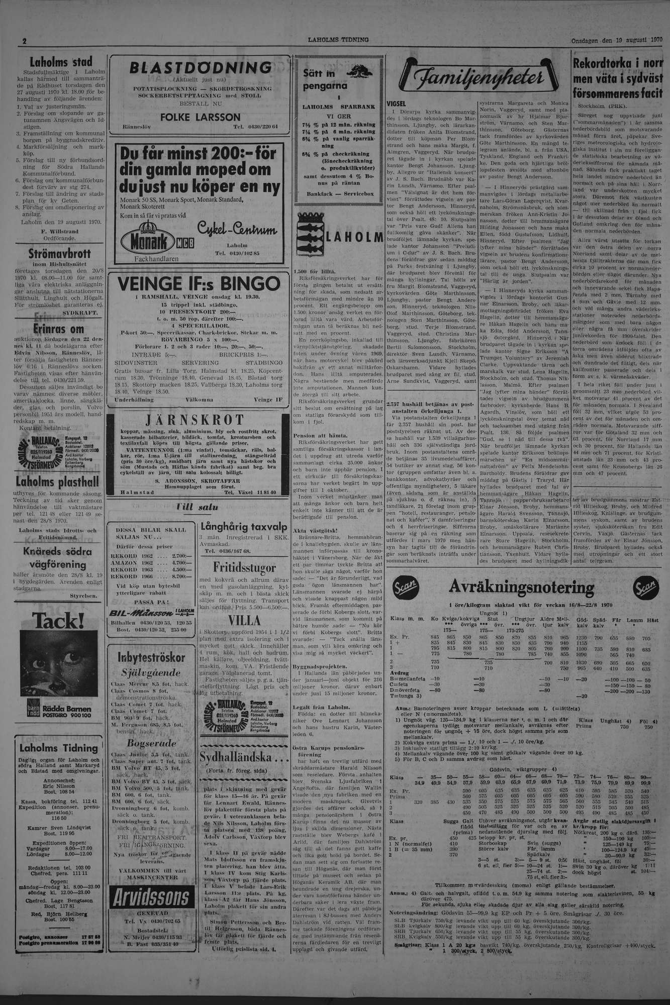 Laholms Tidning Onsdag 19 augusti 1970, sida 2
