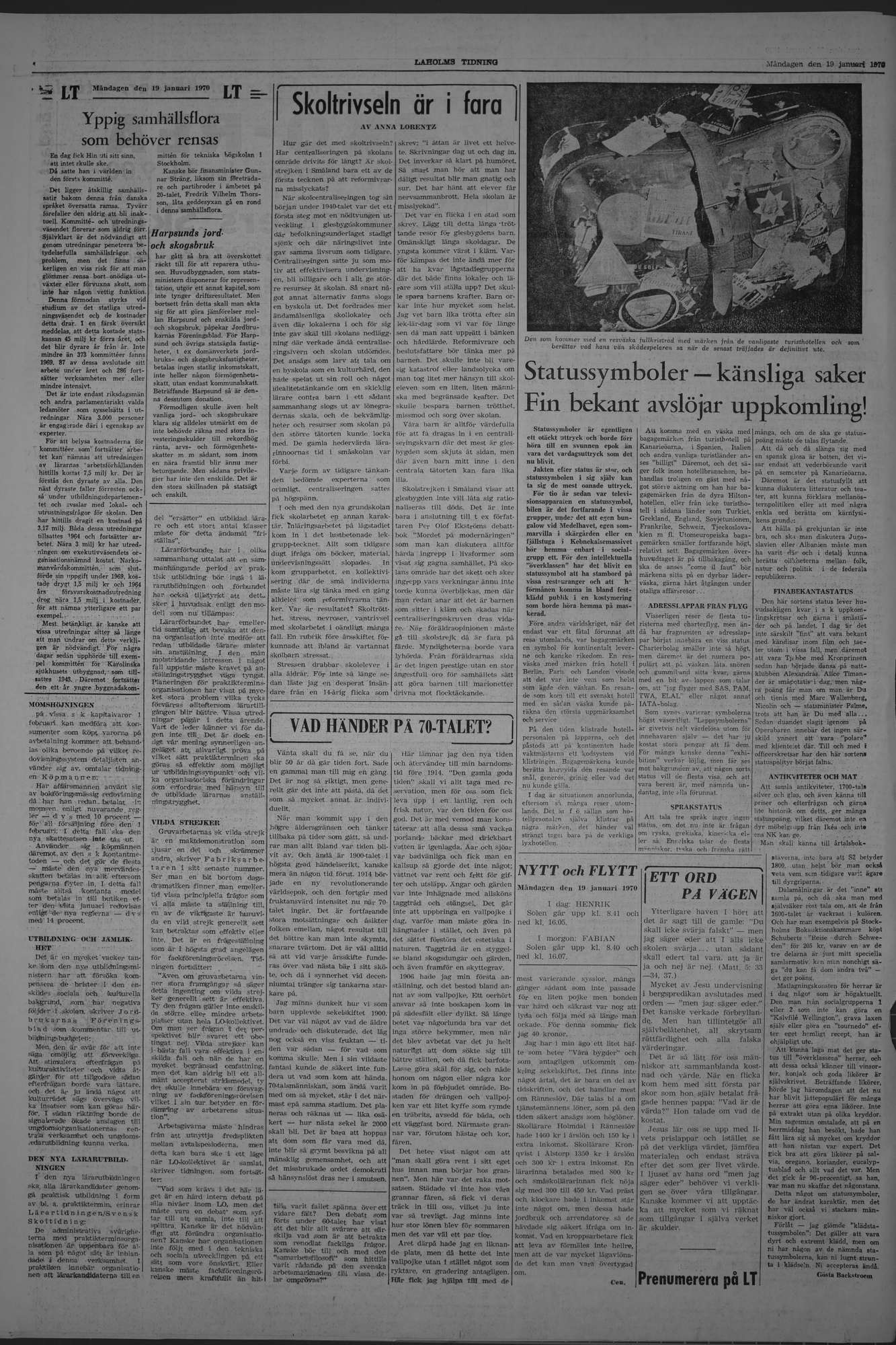 Laholms Tidning Måndag 19 januari 1970, sida 4