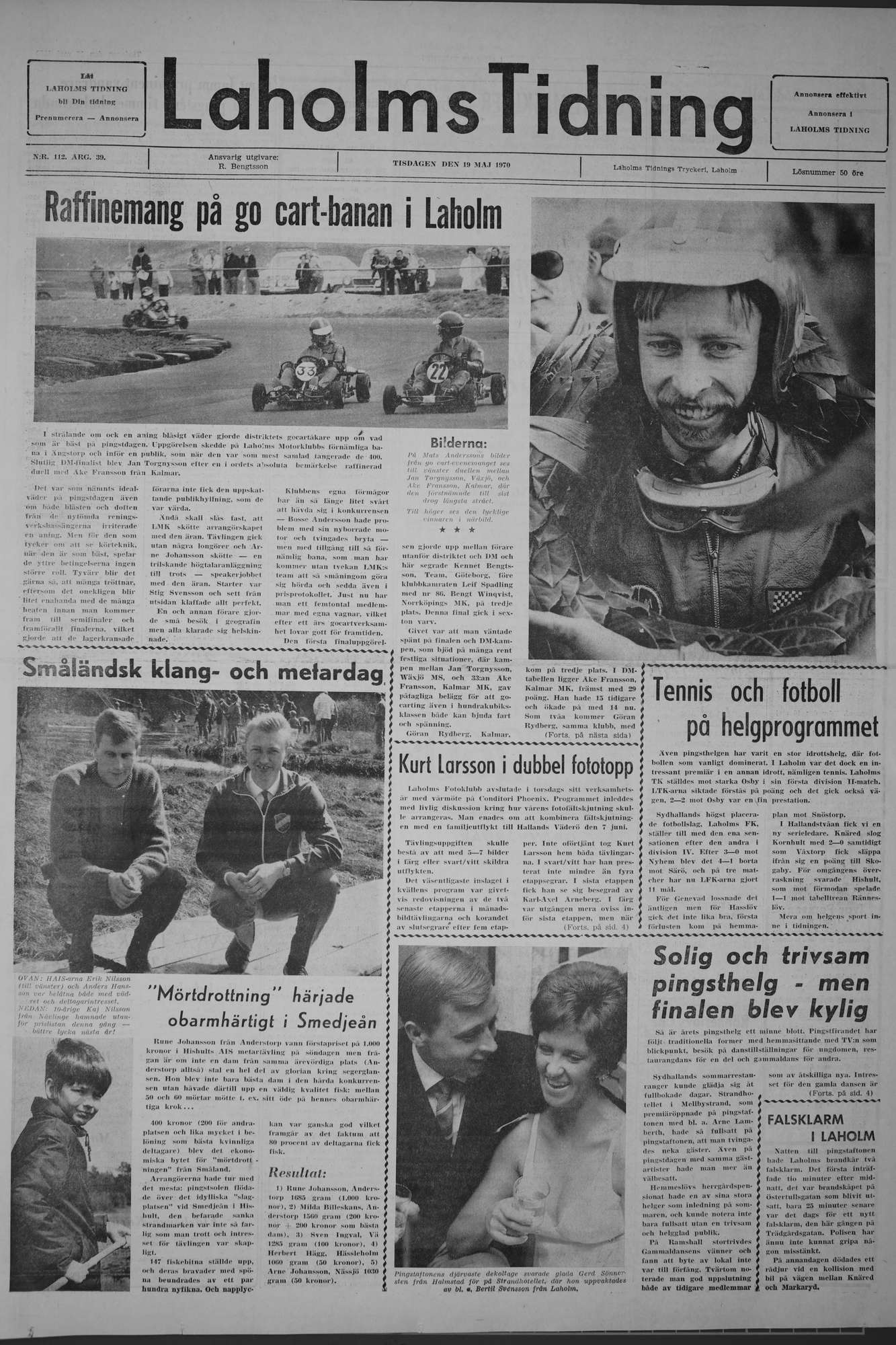 Laholms Tidning Tisdag 19 maj 1970, sida 1