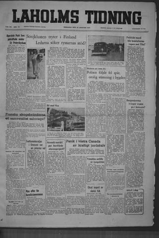 Förstasidan, Tisdag 23 augusti 1949