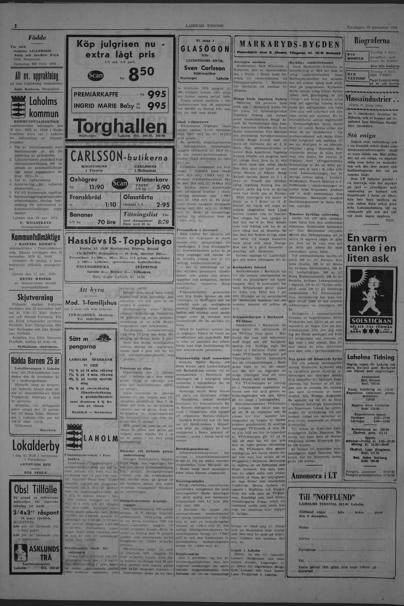 Laholms Tidning Torsdag 19 november 1970, sida 2