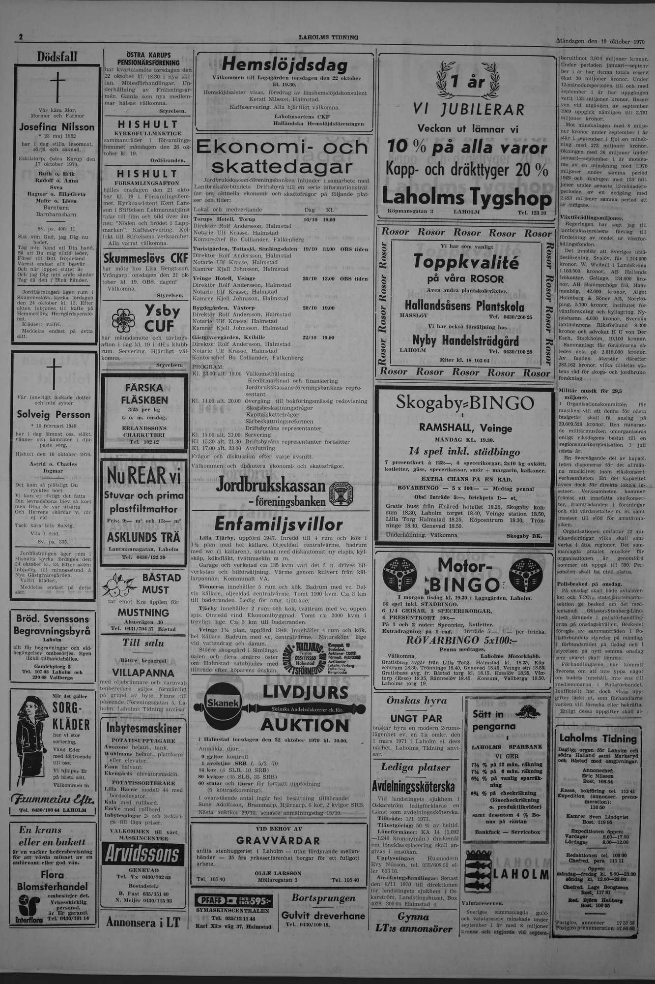 Laholms Tidning Måndag 19 oktober 1970, sida 2