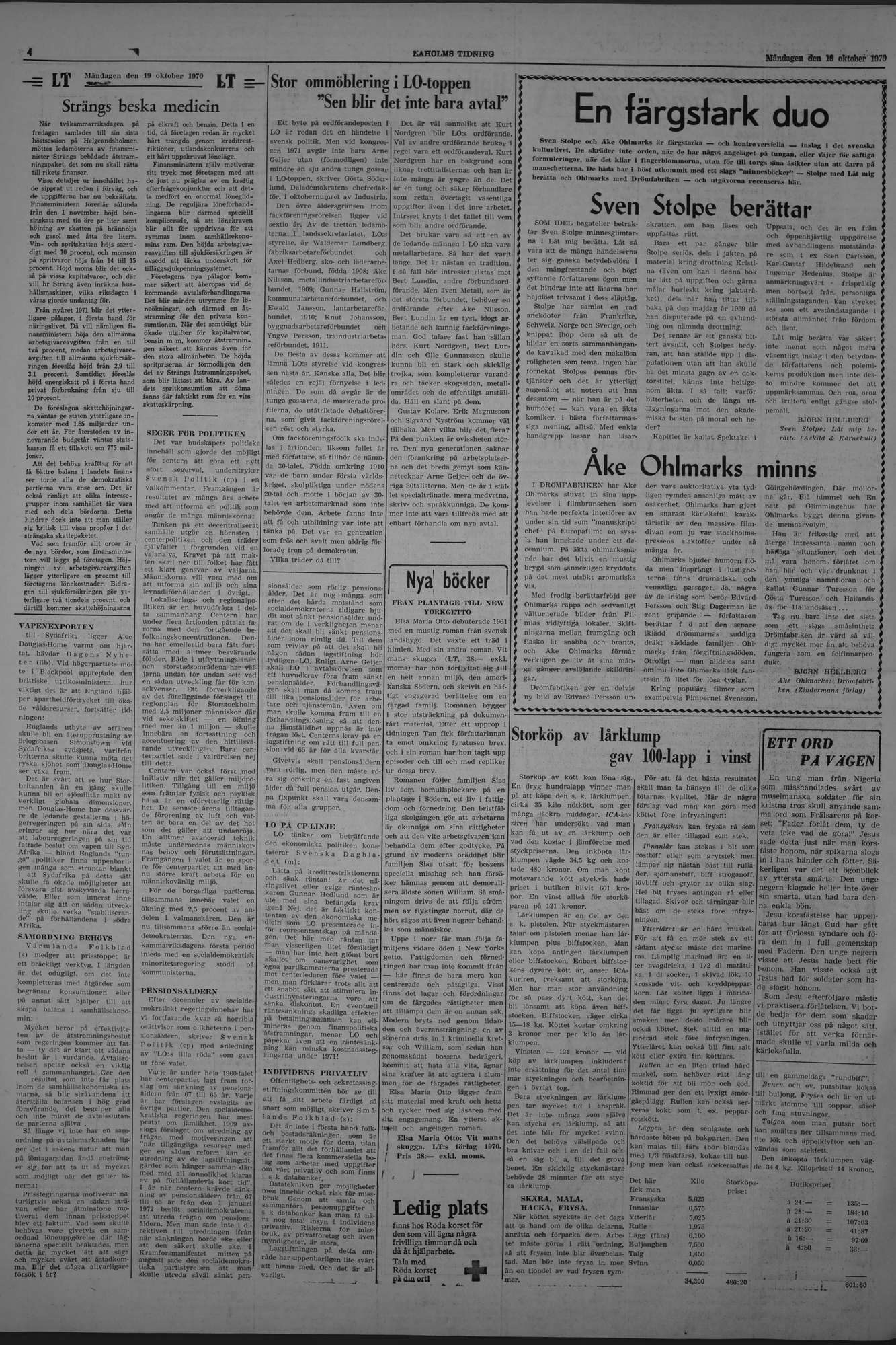 Laholms Tidning Måndag 19 oktober 1970, sida 4