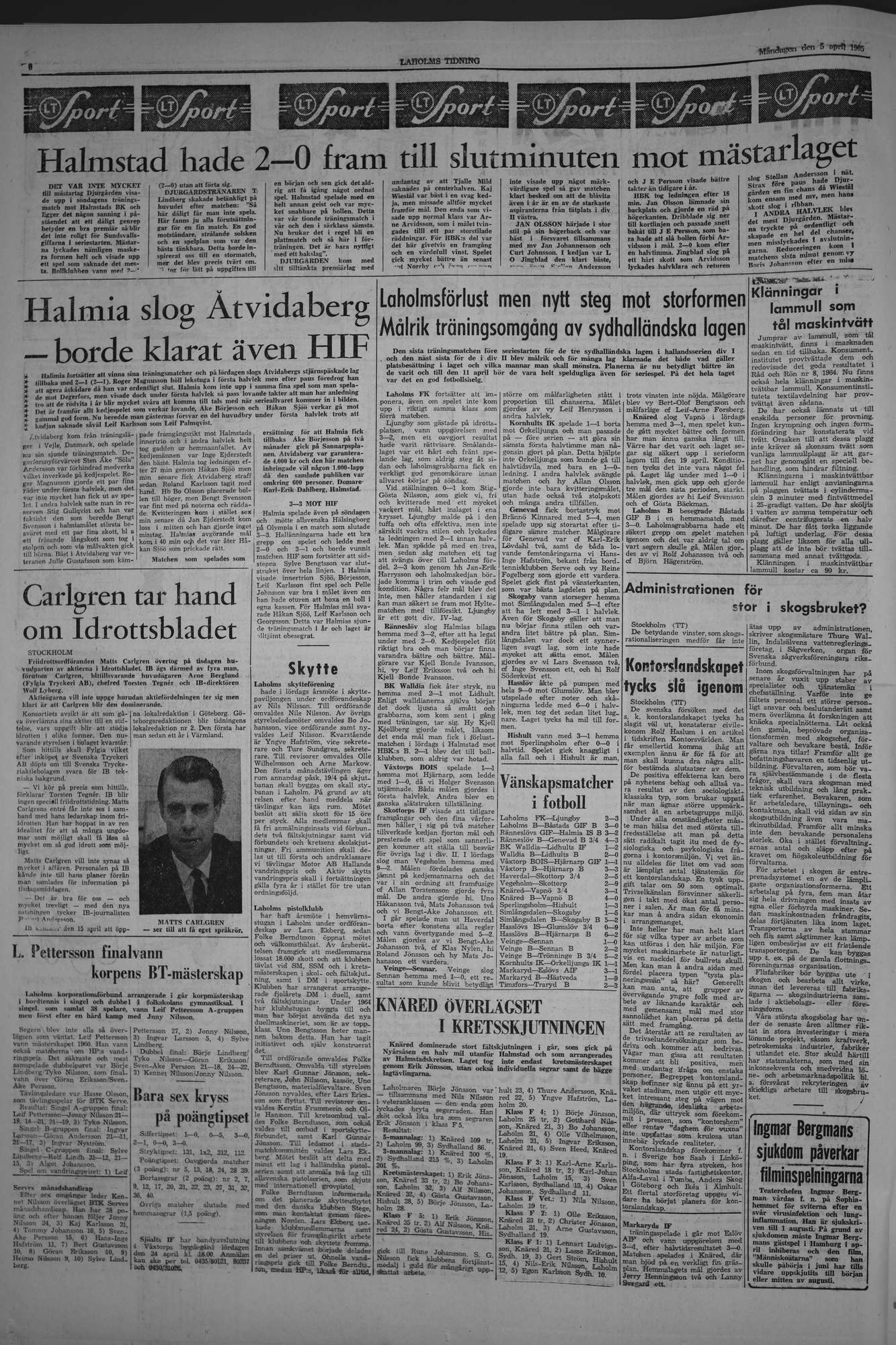 Laholms Tidning Måndag 5 april 1965, sida 6