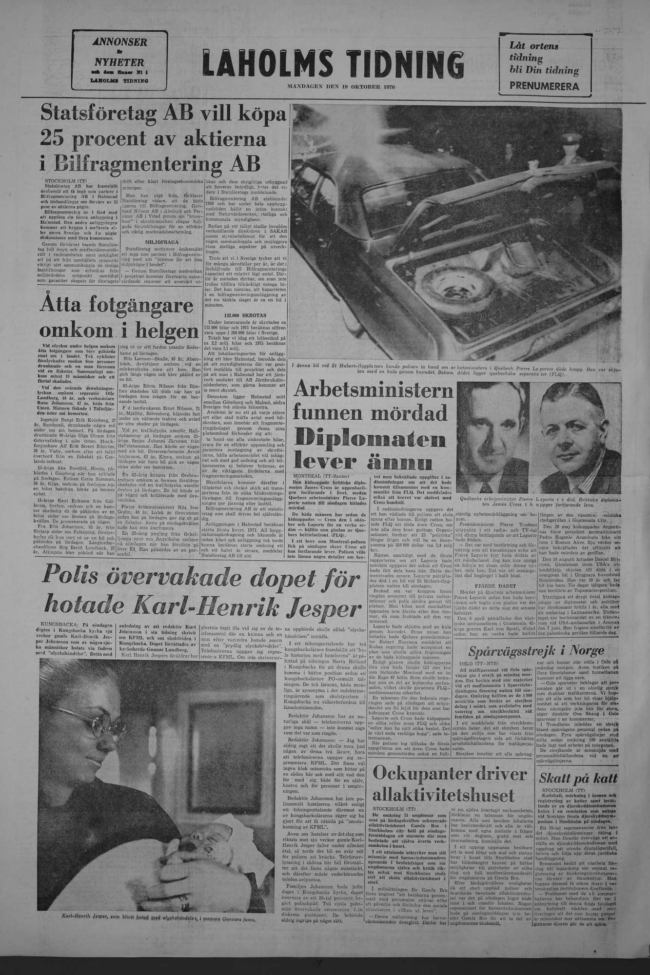 Laholms Tidning Måndag 19 oktober 1970, sida 8