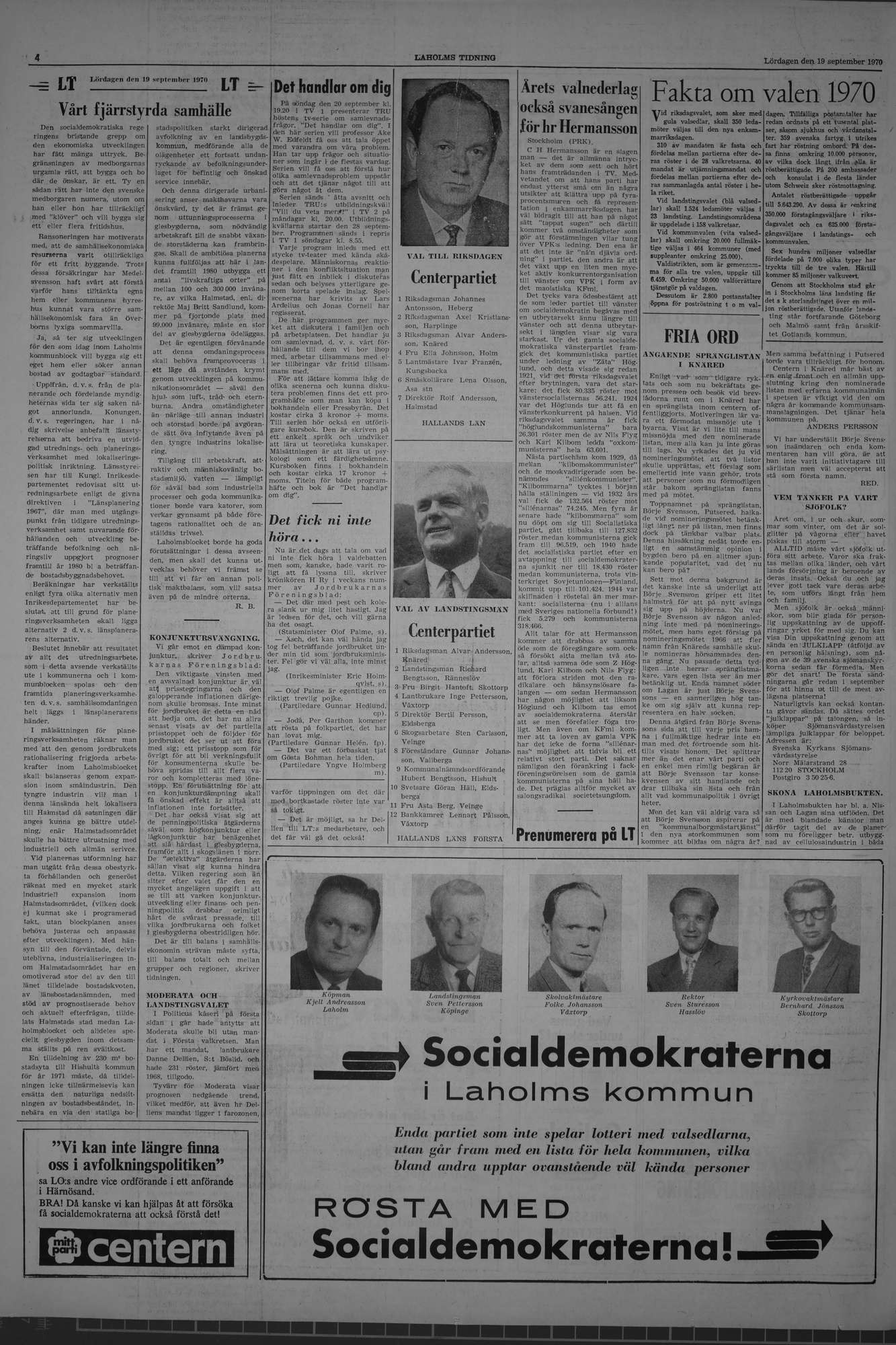 Laholms Tidning Lördag 19 september 1970, sida 4