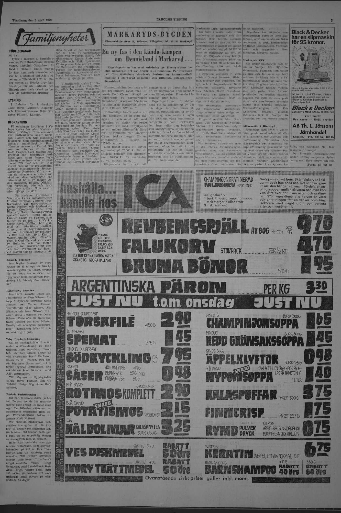 Laholms Tidning Torsdag 2 april 1970, sida 3