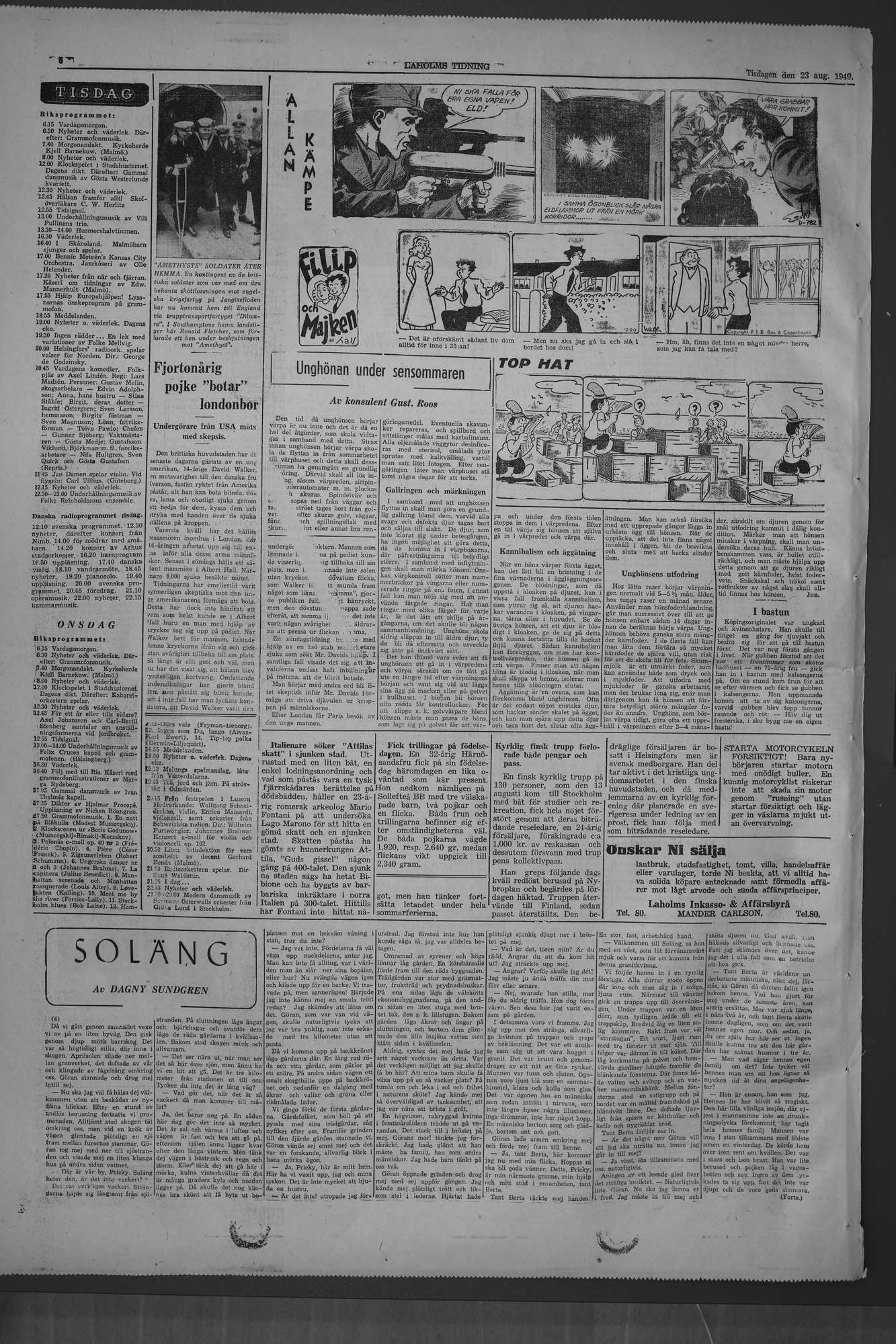 Laholms Tidning Tisdag 23 augusti 1949, sida 6