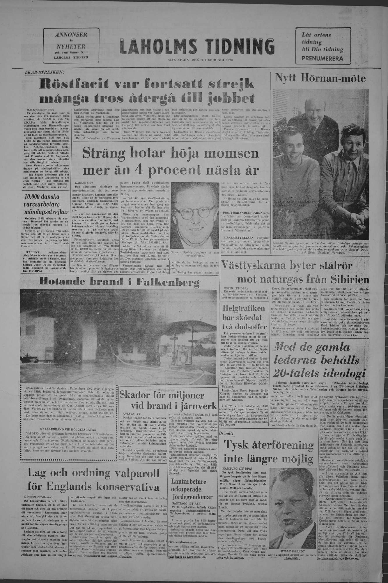 Laholms Tidning Måndag 2 februari 1970, sida 8
