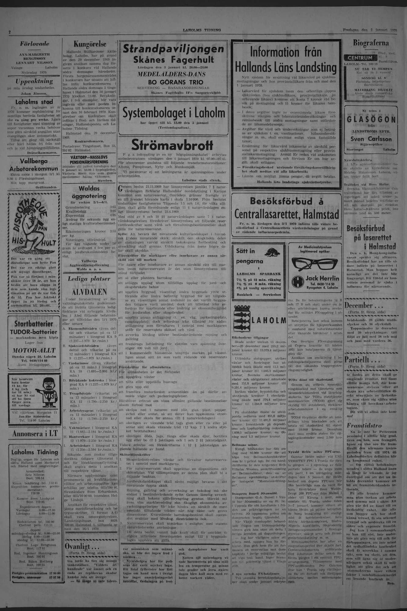 Laholms Tidning Fredag 2 januari 1970, sida 2