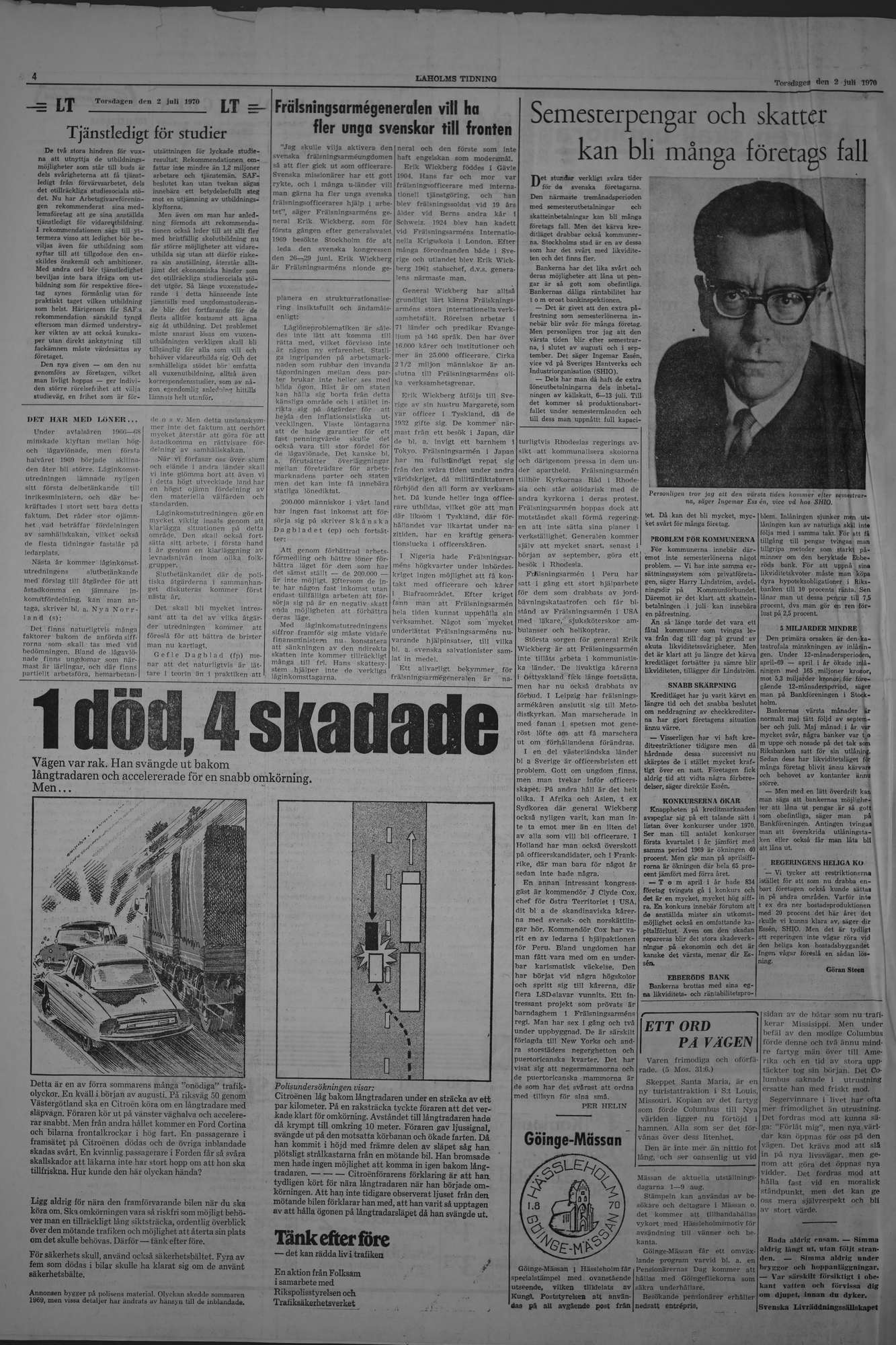 Laholms Tidning Torsdag 2 juli 1970, sida 4