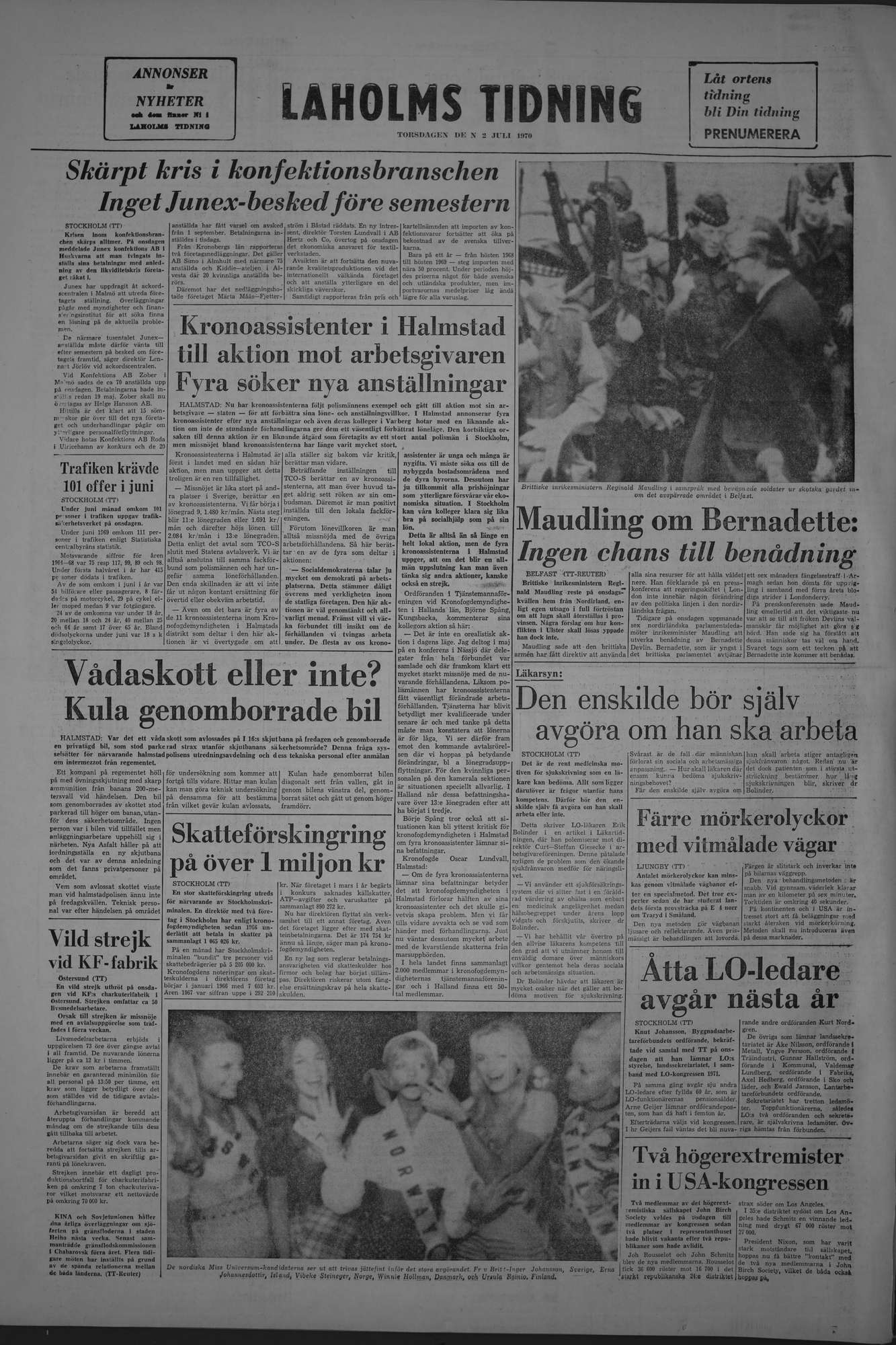 Laholms Tidning Torsdag 2 juli 1970, sida 8