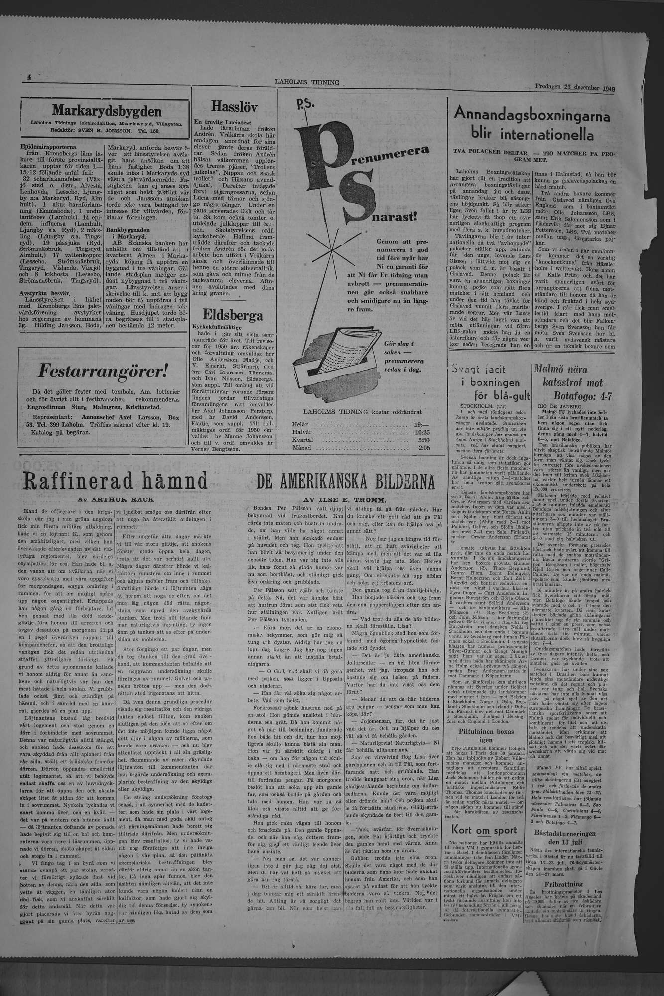Laholms Tidning Fredag 23 december 1949, sida 4