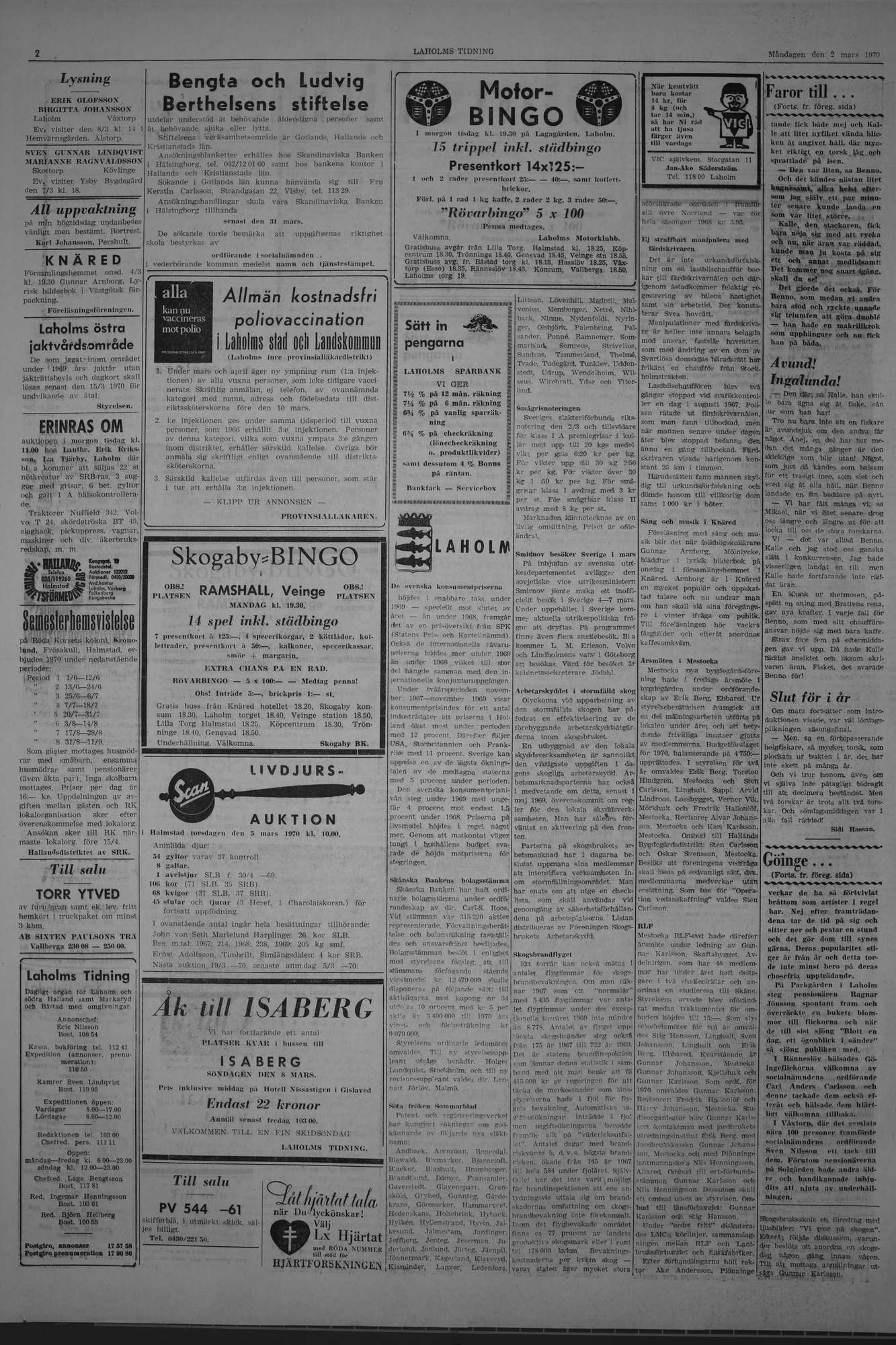 Laholms Tidning Måndag 2 mars 1970, sida 2