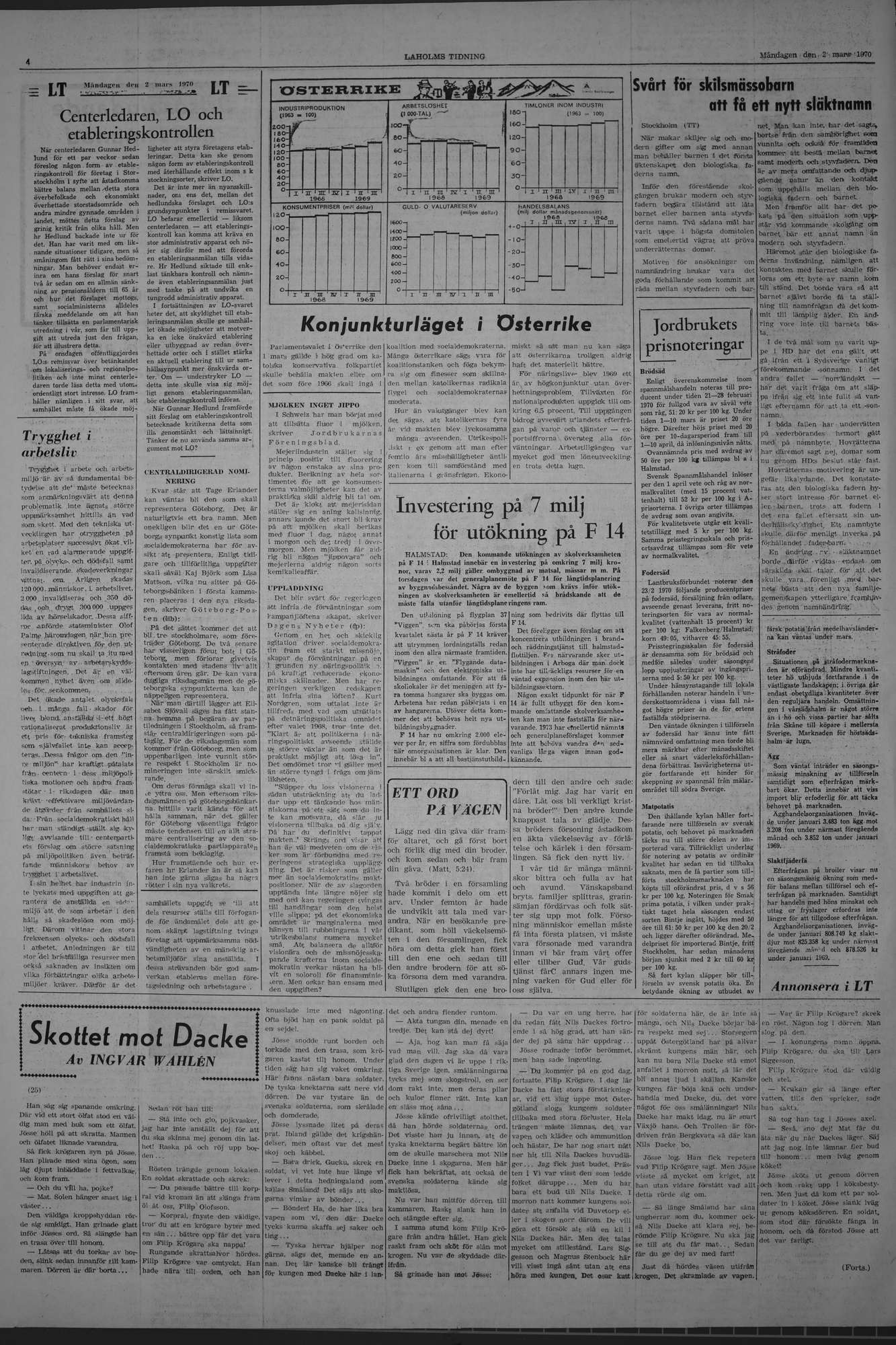 Laholms Tidning Måndag 2 mars 1970, sida 4