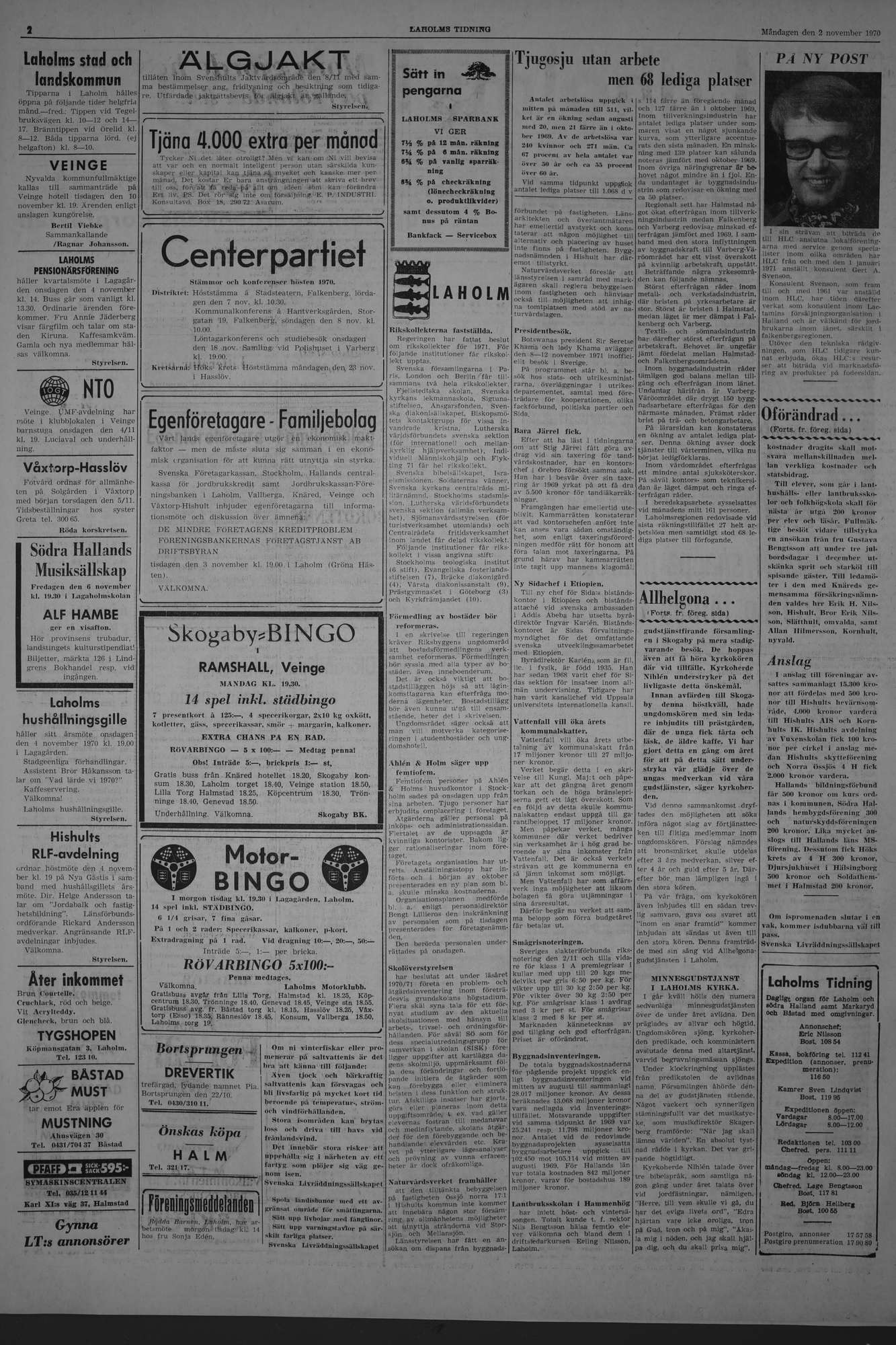 Laholms Tidning Måndag 2 november 1970, sida 2