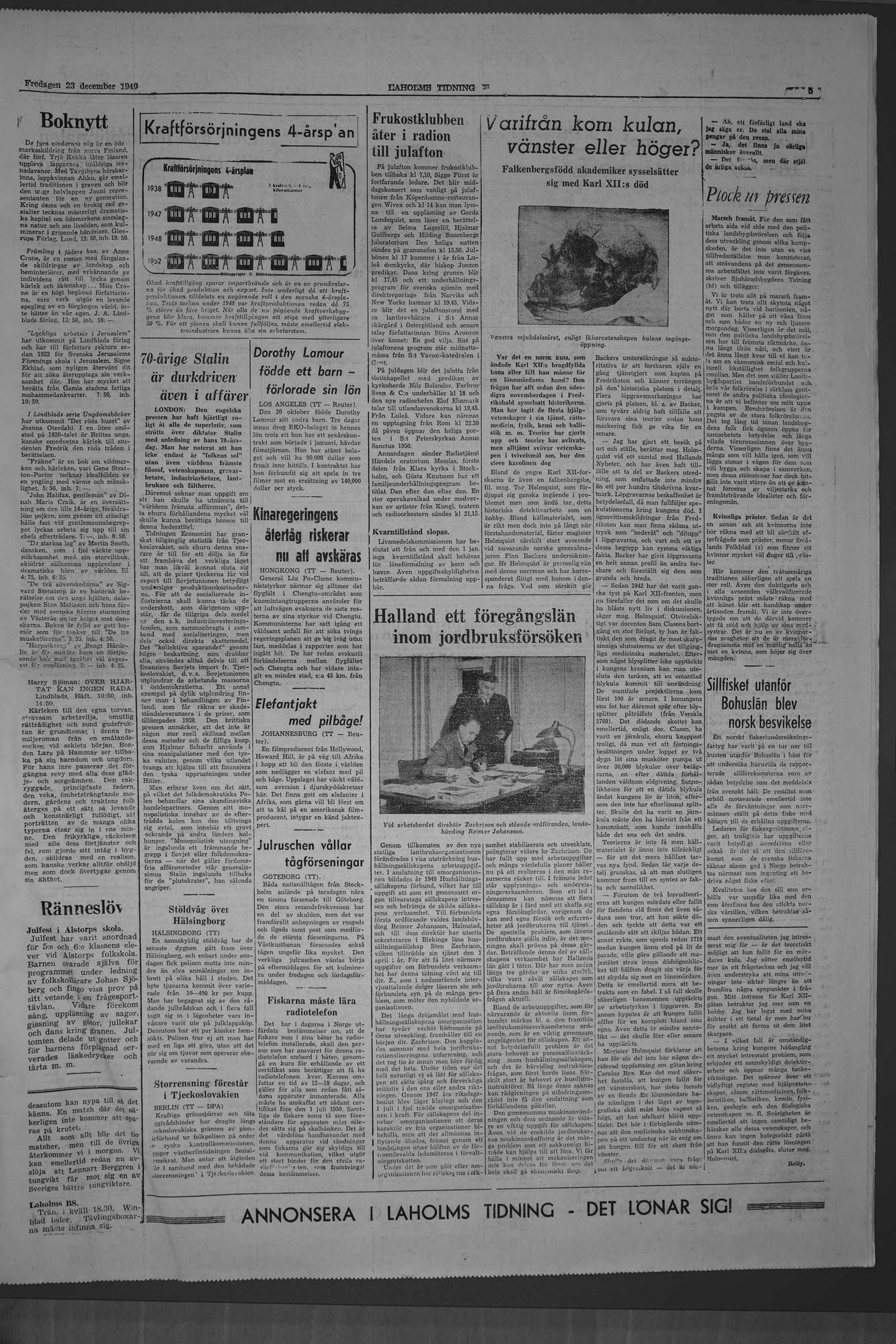 Laholms Tidning Fredag 23 december 1949, sida 5